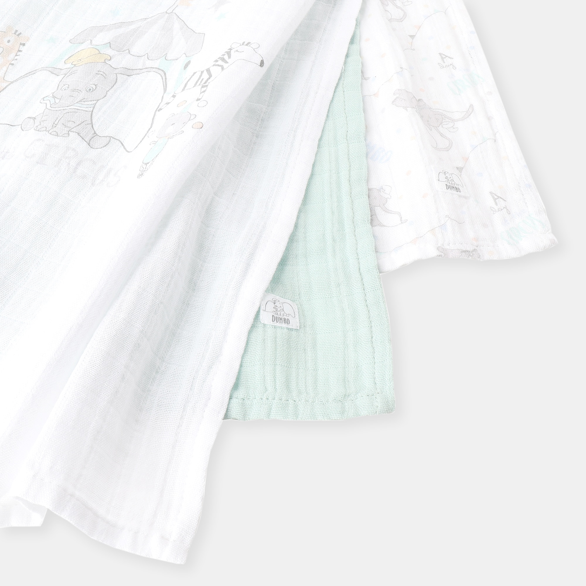 Pack de 3 Musselinas Dumbo Estampadas Verde-2