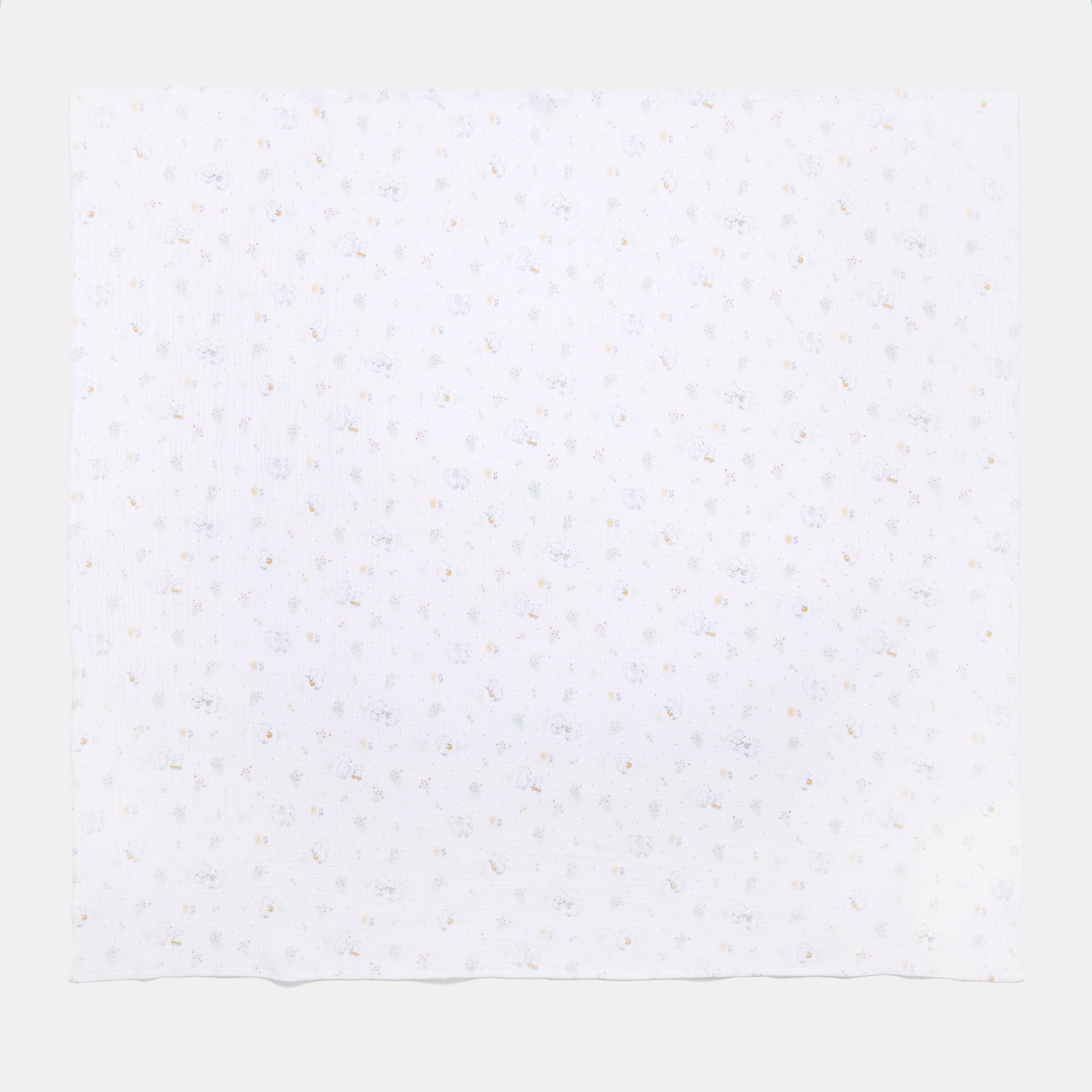 Manta de musselina Cotton Juice Baby Home, coleção Sésamo, estampado de ratinhos jardineiros Verde Mint-2