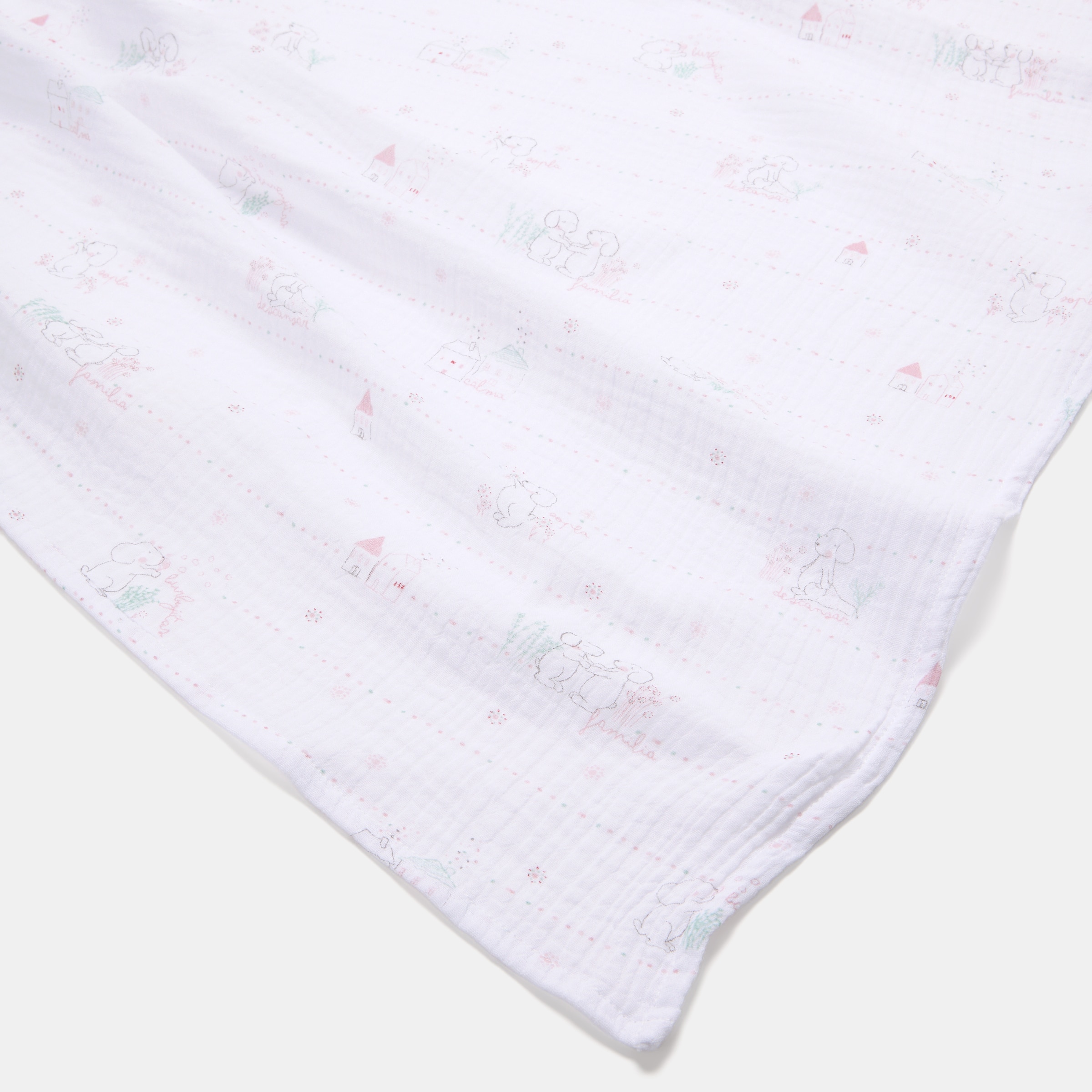 Imagem 0 de Manta de musselina Cotton Juice Baby Home, coleção Sésamo, estampado familia de cãezinhas