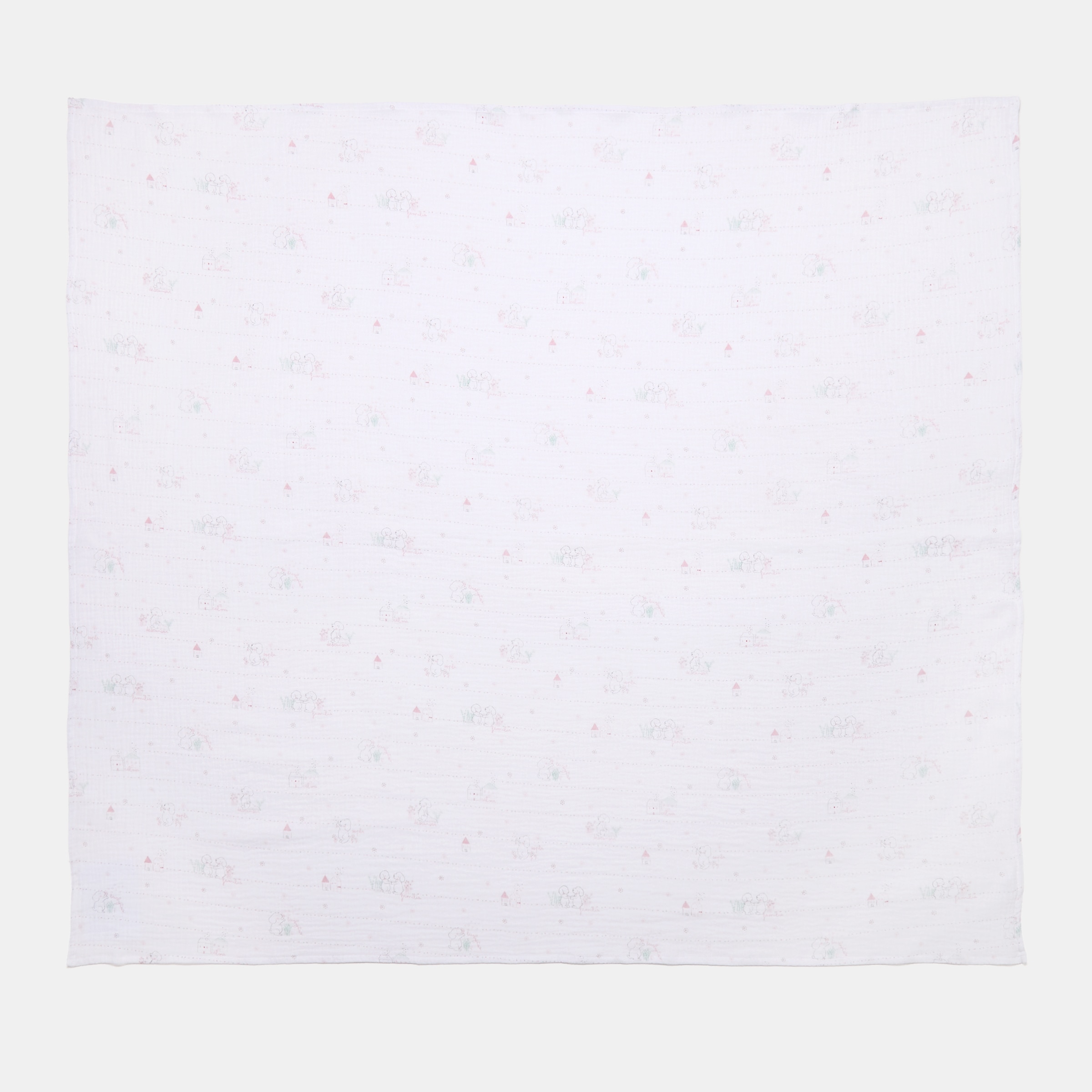Manta de musselina Cotton Juice Baby Home, coleção Sésamo, estampado familia de cãezinhas Rosa antigo-2