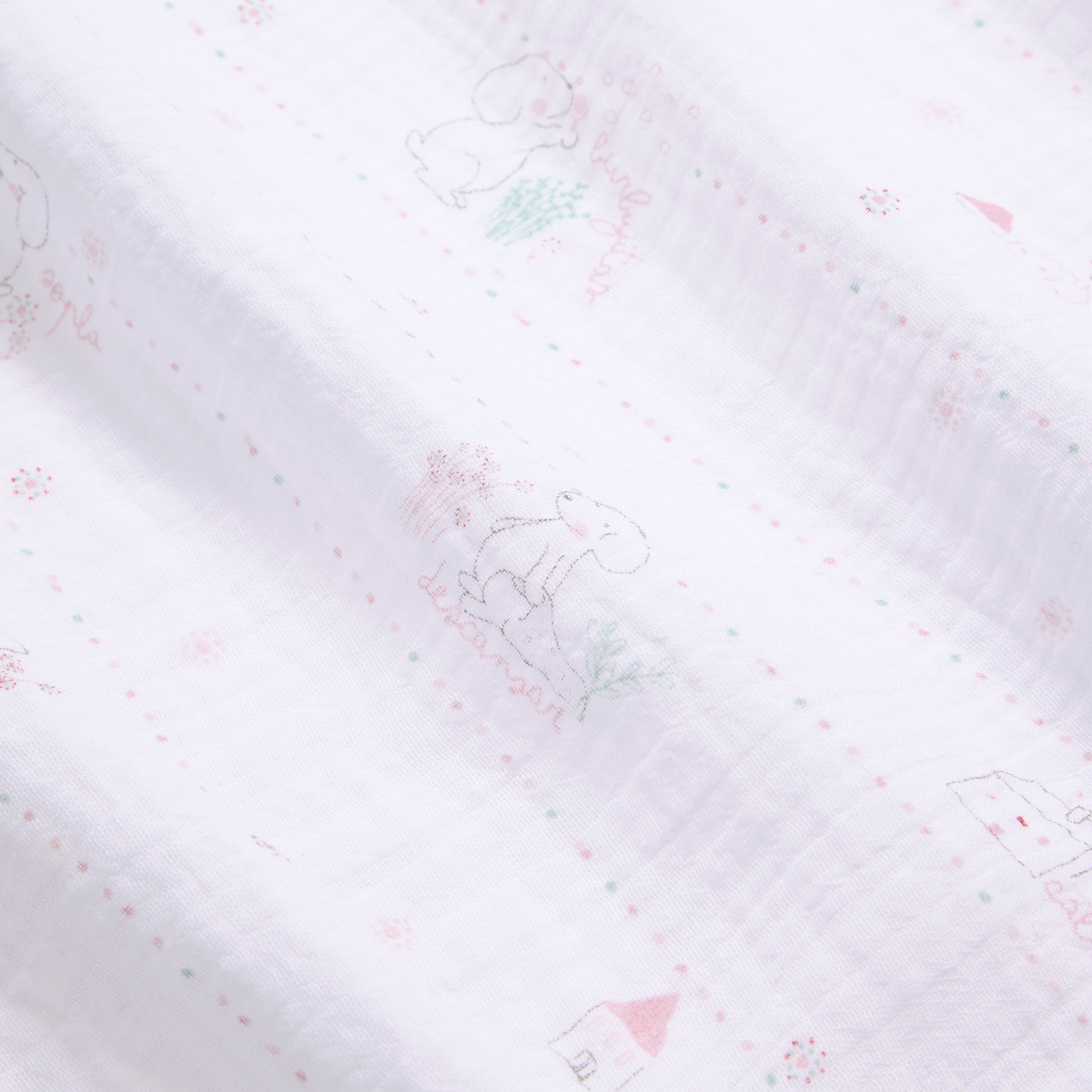 Manta de musselina Cotton Juice Baby Home, coleção Sésamo, estampado familia de cãezinhas Rosa antigo-3