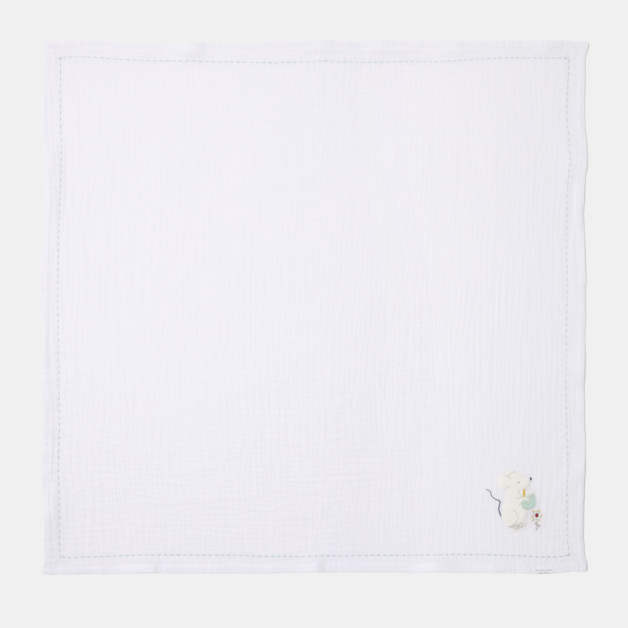 Mantas de musselina Cotton Juice Baby Home, Coleção Sésamo pack 2un estampado ratinhos jardineiros Verde Mint-3