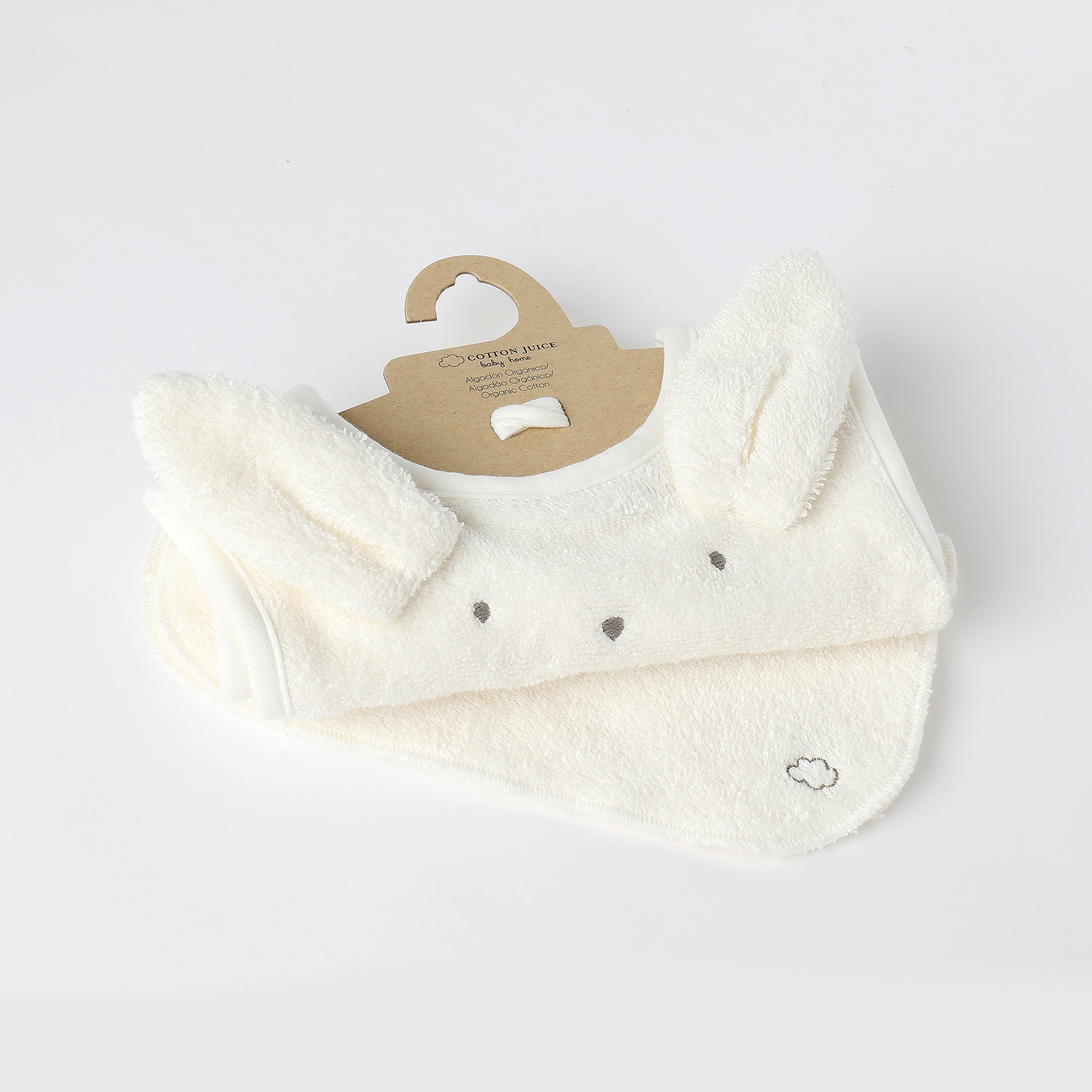 Babero grande Cotton Juice Baby Home Orgánico orejitas Blanco Blanco-3