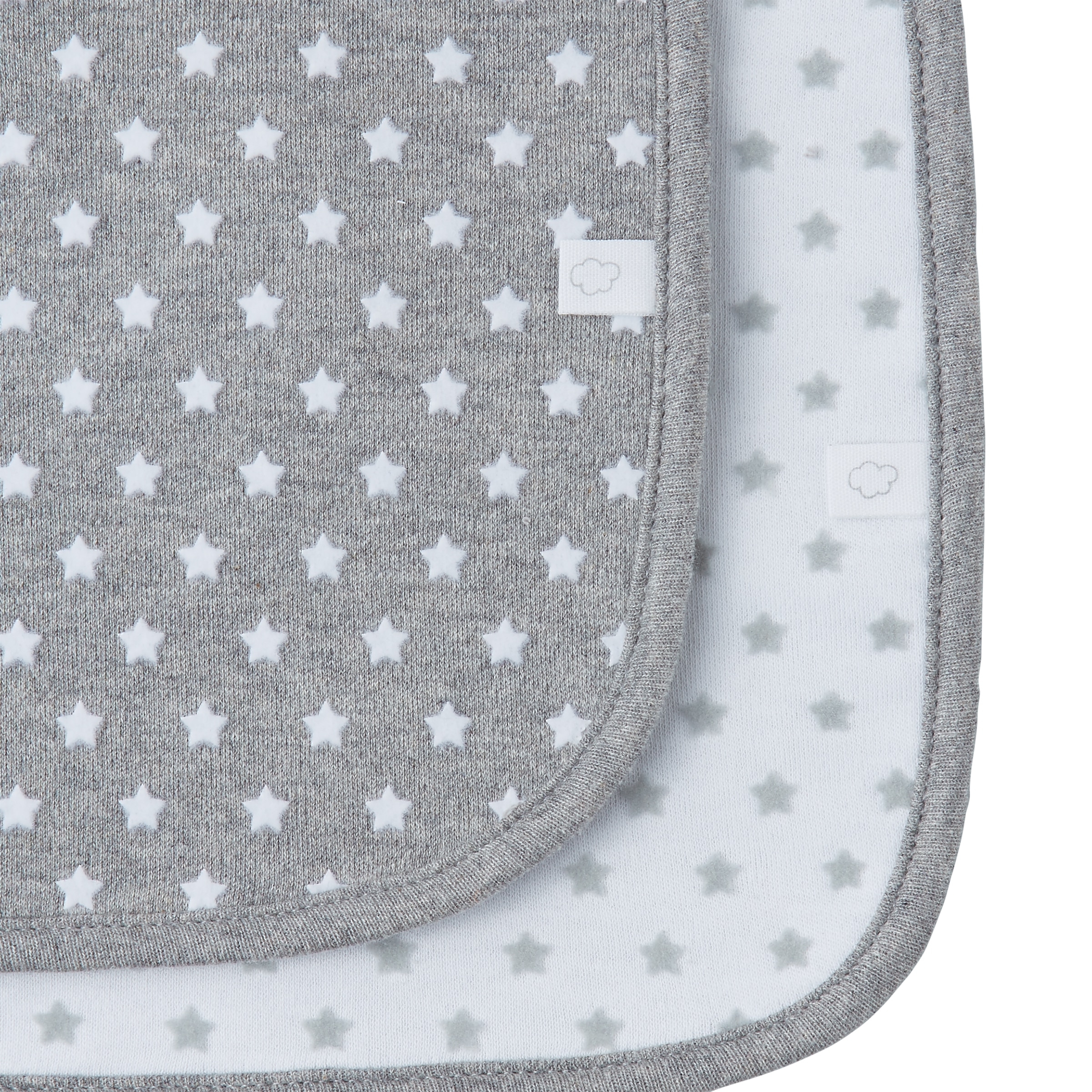 Baberos Cotton Juice Baby Home pack 2 estrellas flocadas - Gris Gris-2