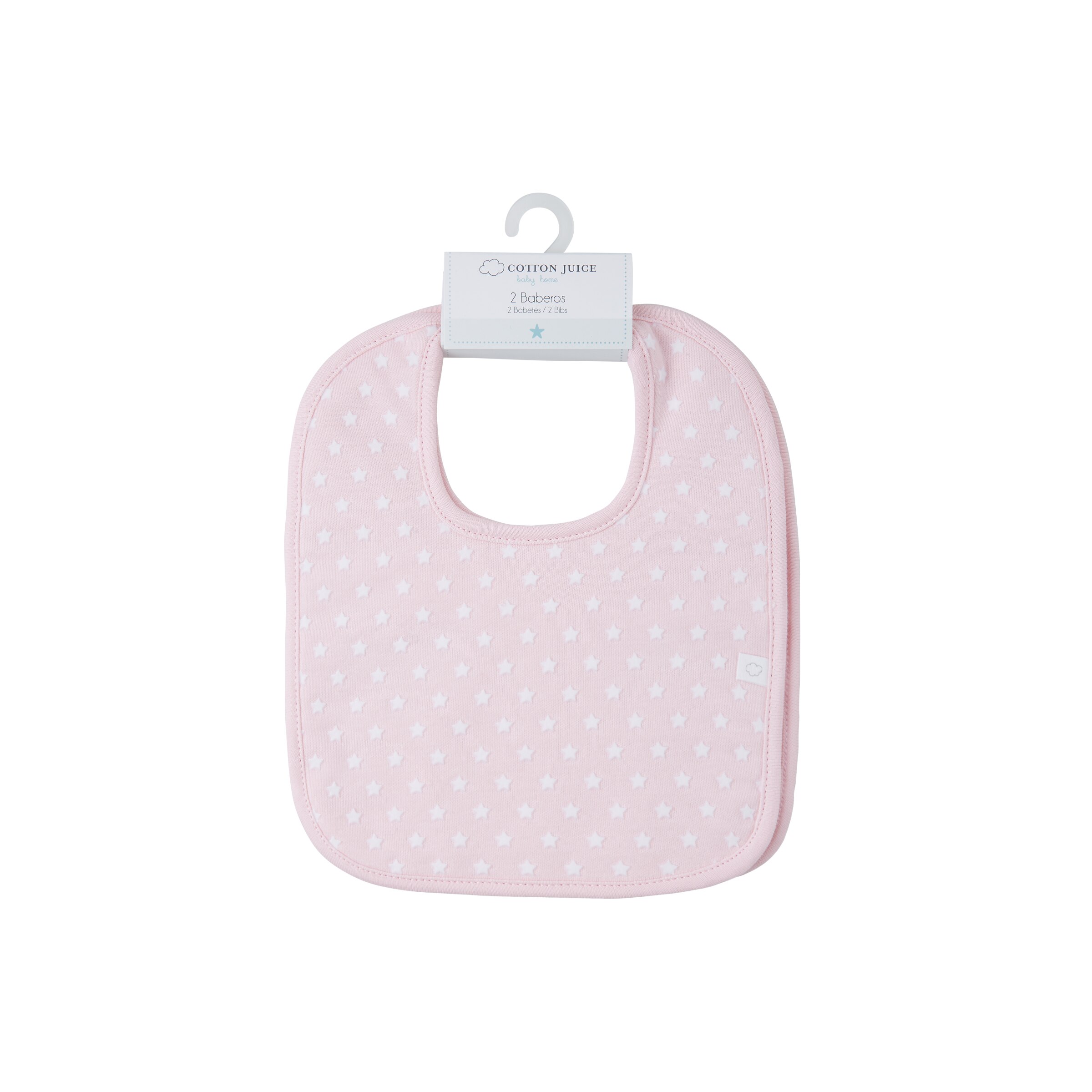 Baberos Cotton Juice Baby Home pack 2 estrellas flocadas - Rosa Rosa-3