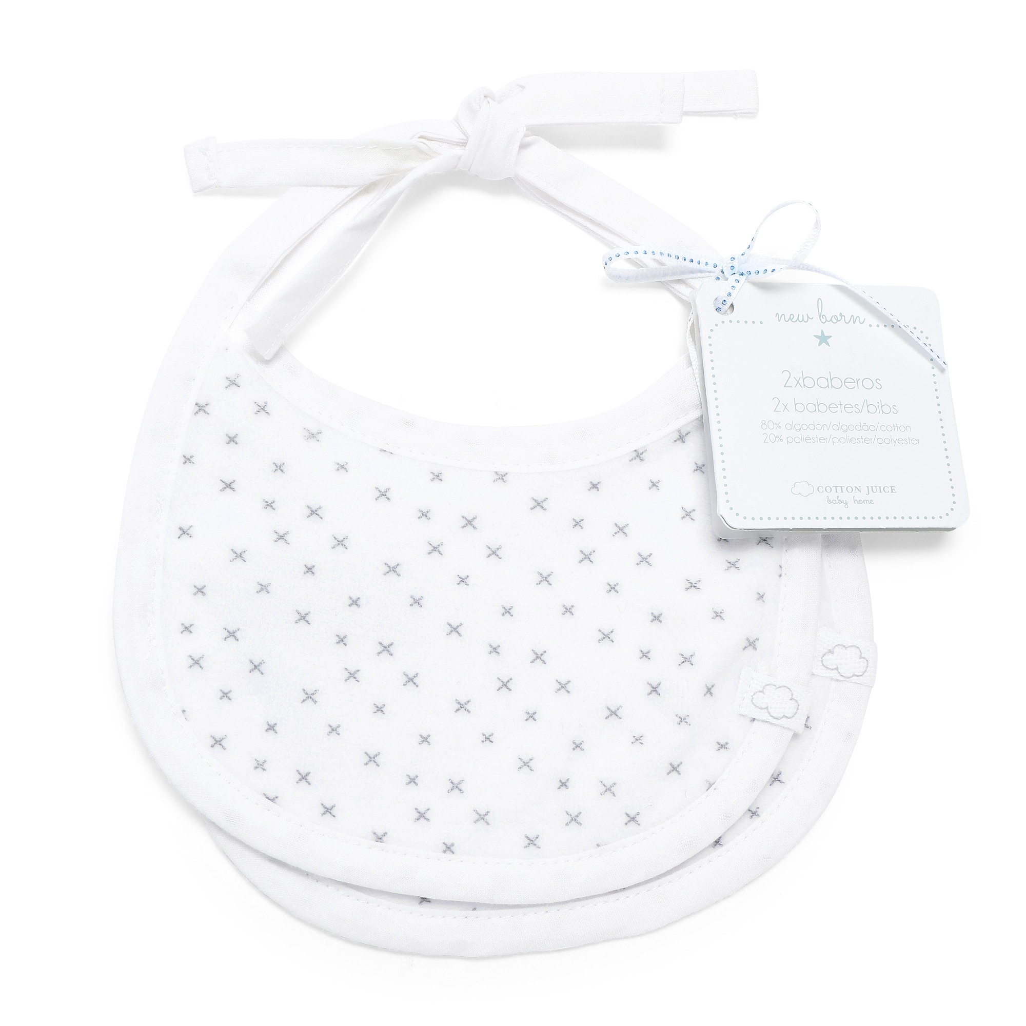 Pack de 2 Babetes New Born Velour Branco-3