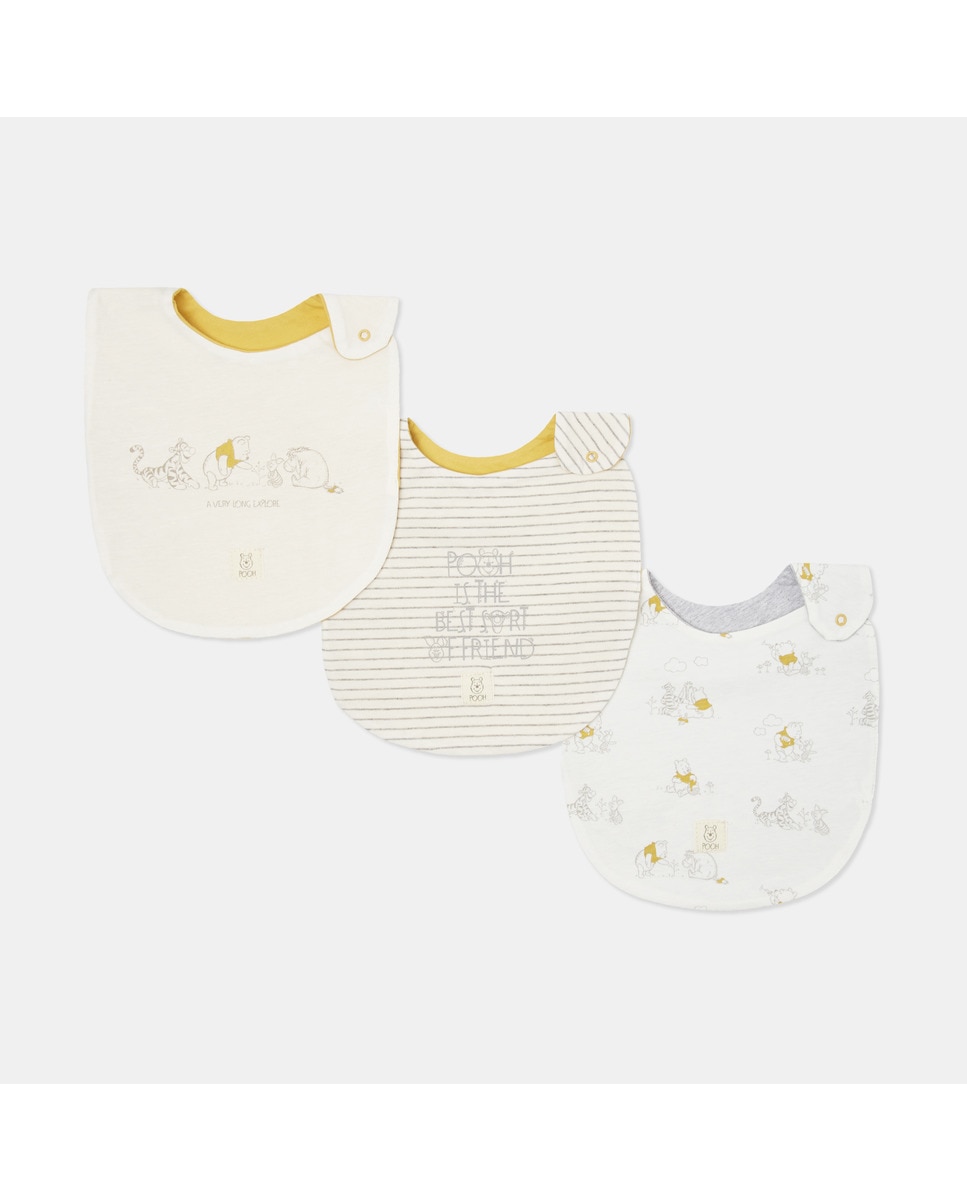 Pack de 3 Babetes Winnie the Pooh Estampados Amarelo-1
