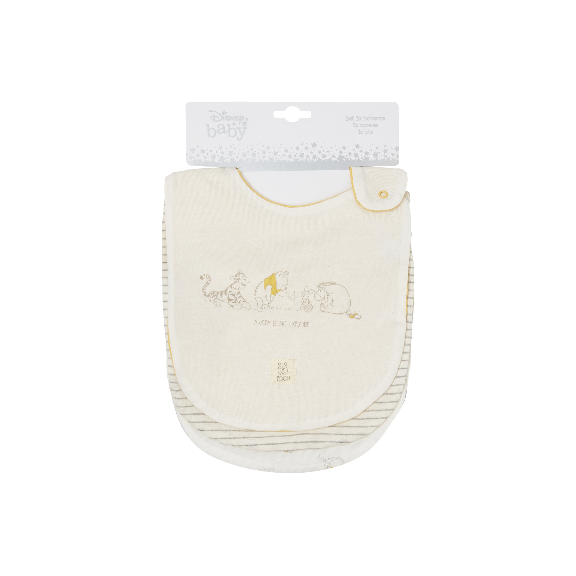 Pack de 3 Babetes Winnie the Pooh Estampados Amarelo-3