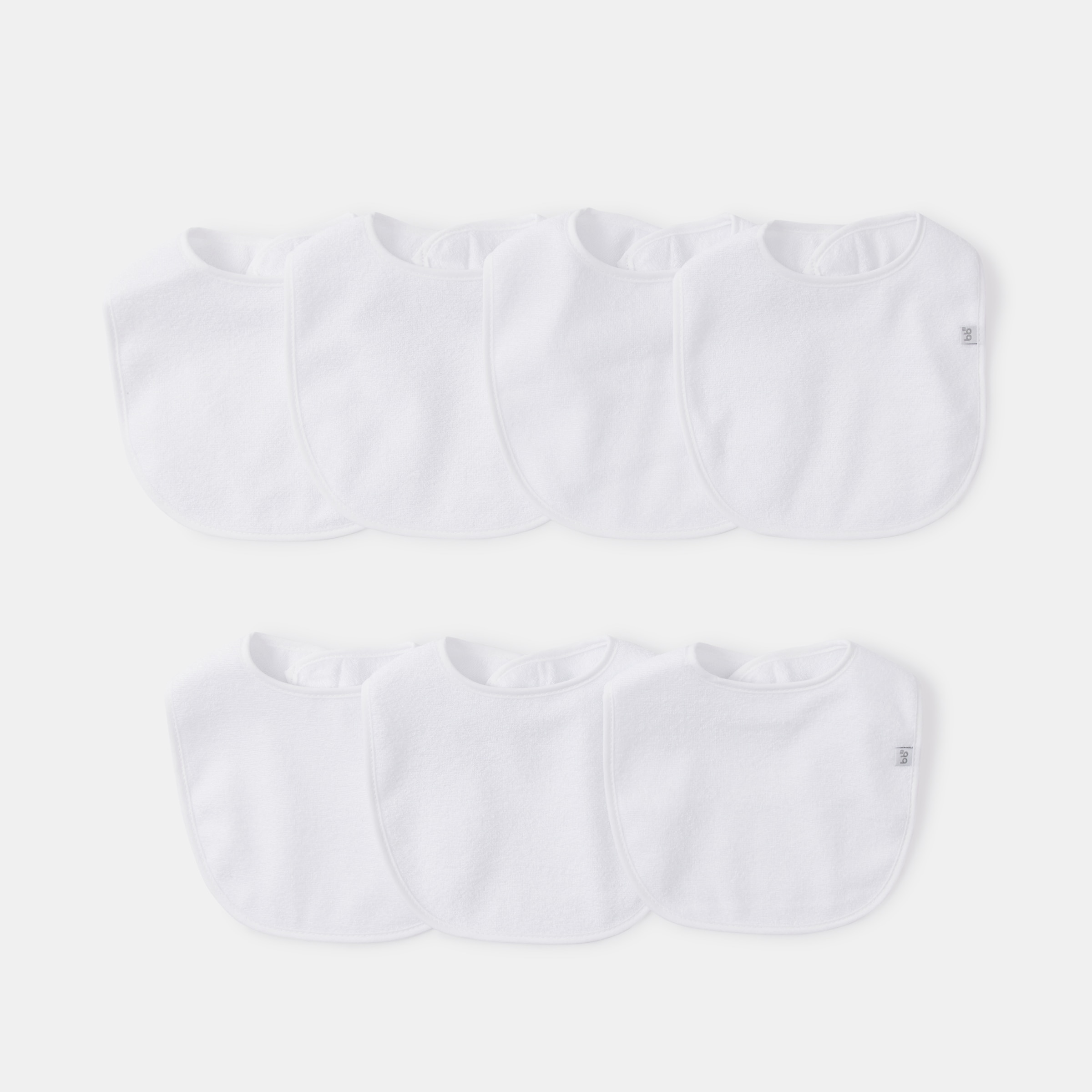 Pack de 7 Babetes Básico Tecido Turco Velcro Branco-1