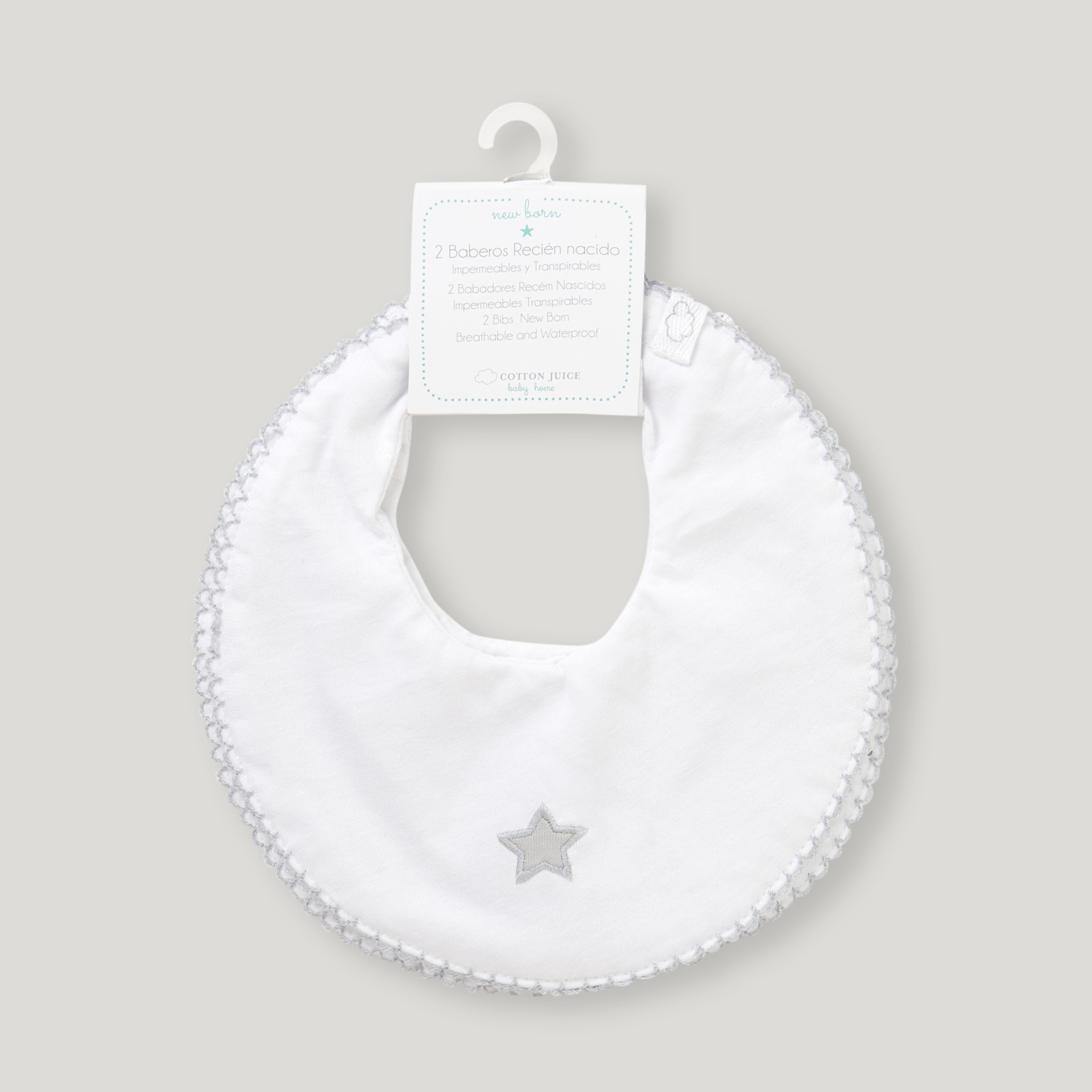 Pack de 2 Babetes Básico Pontos Cinzento-3