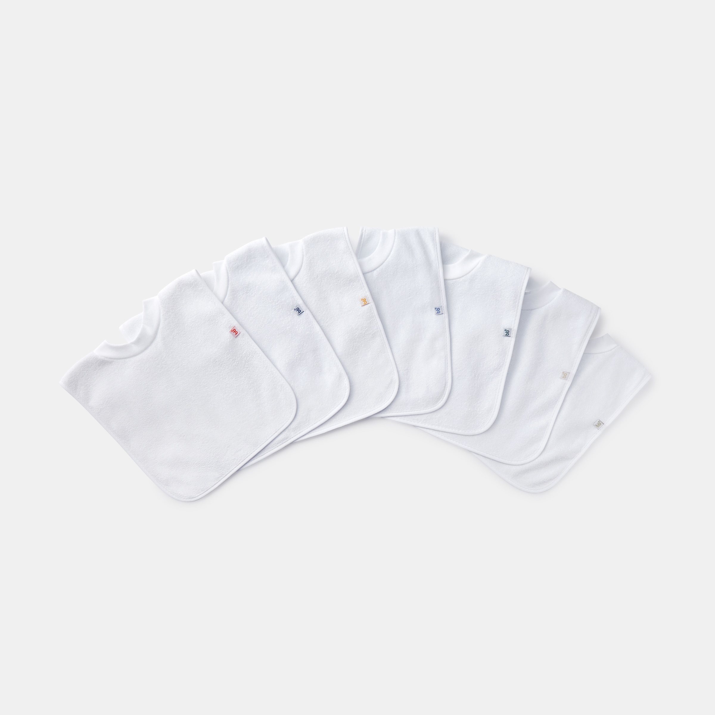 Pack de 7 Babetes Básico Tecido Turco Rib Branco-1