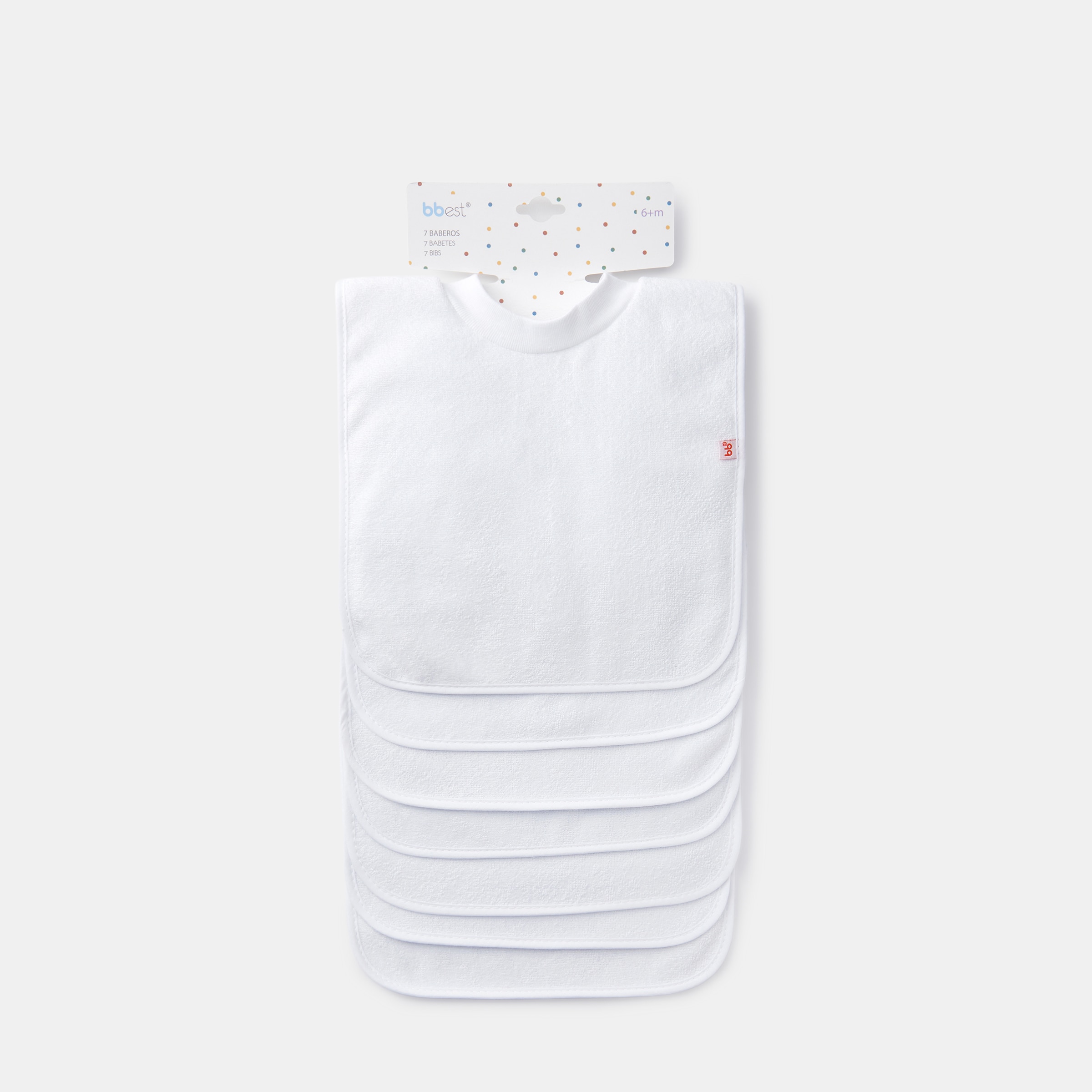 Pack de 7 Babetes Básico Tecido Turco Rib Branco-3