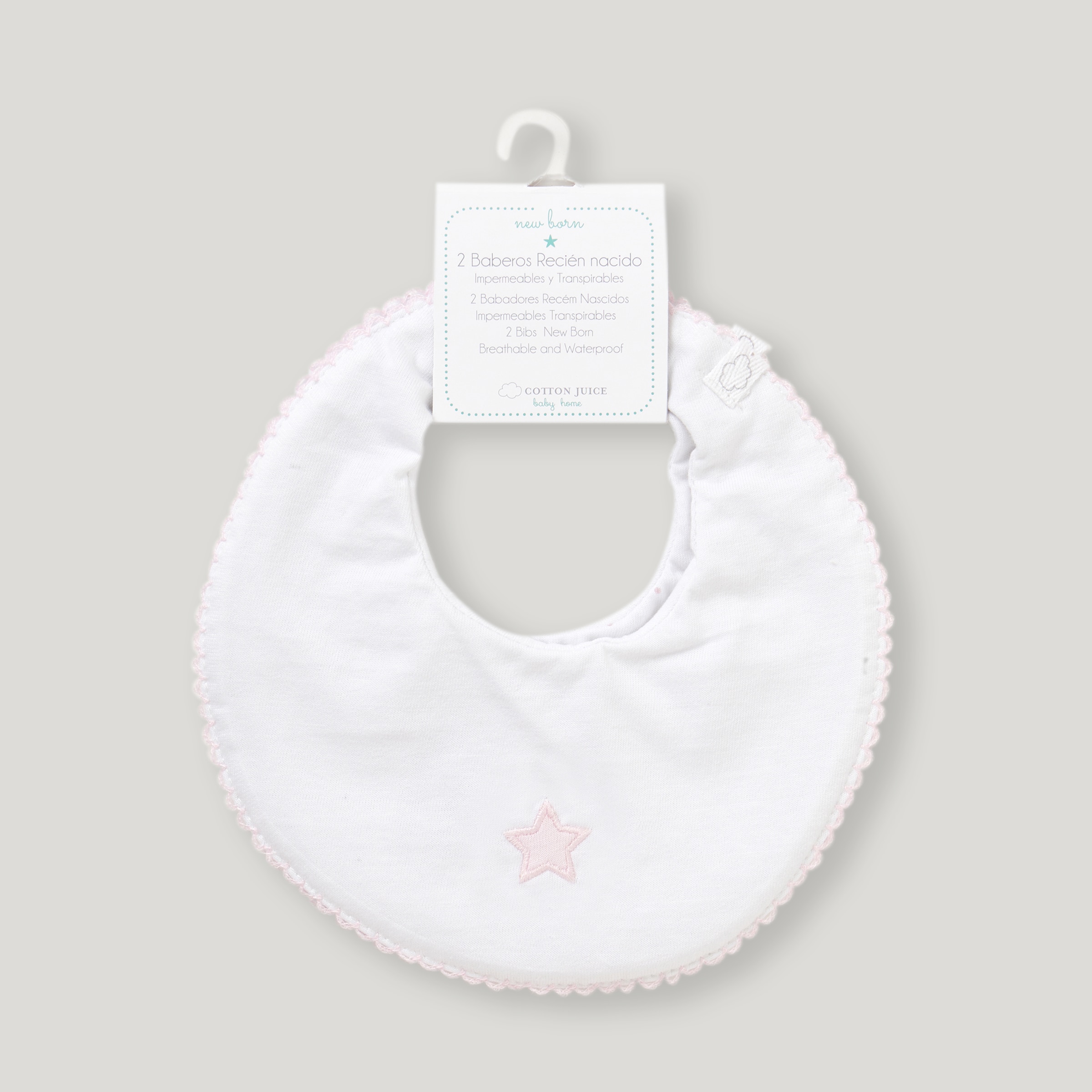 Pack de 2 Babetes Básico Pontos Rosa-3