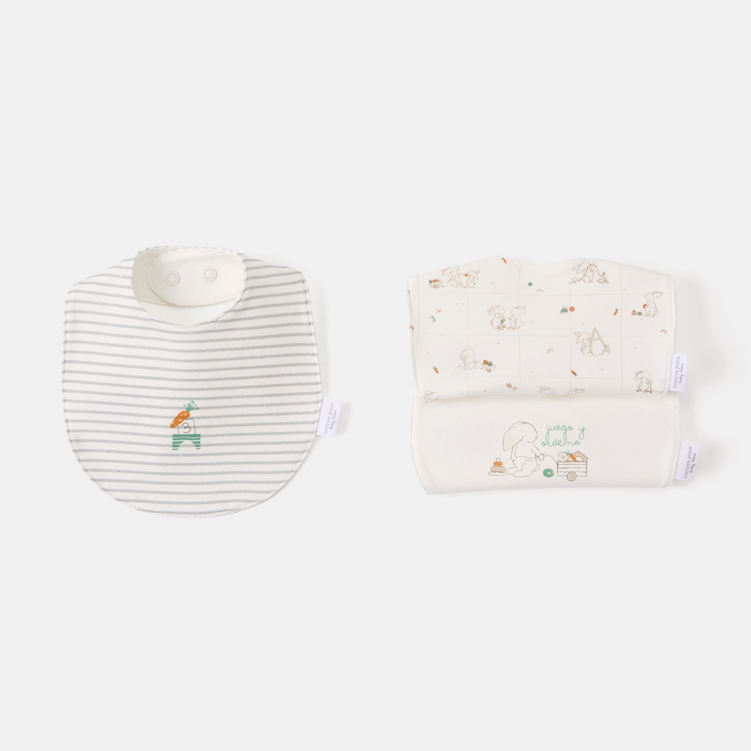 Imagem 0 de Babetes Cotton Juice Baby Home pack 3 coleção Sésamo, coelhinhos