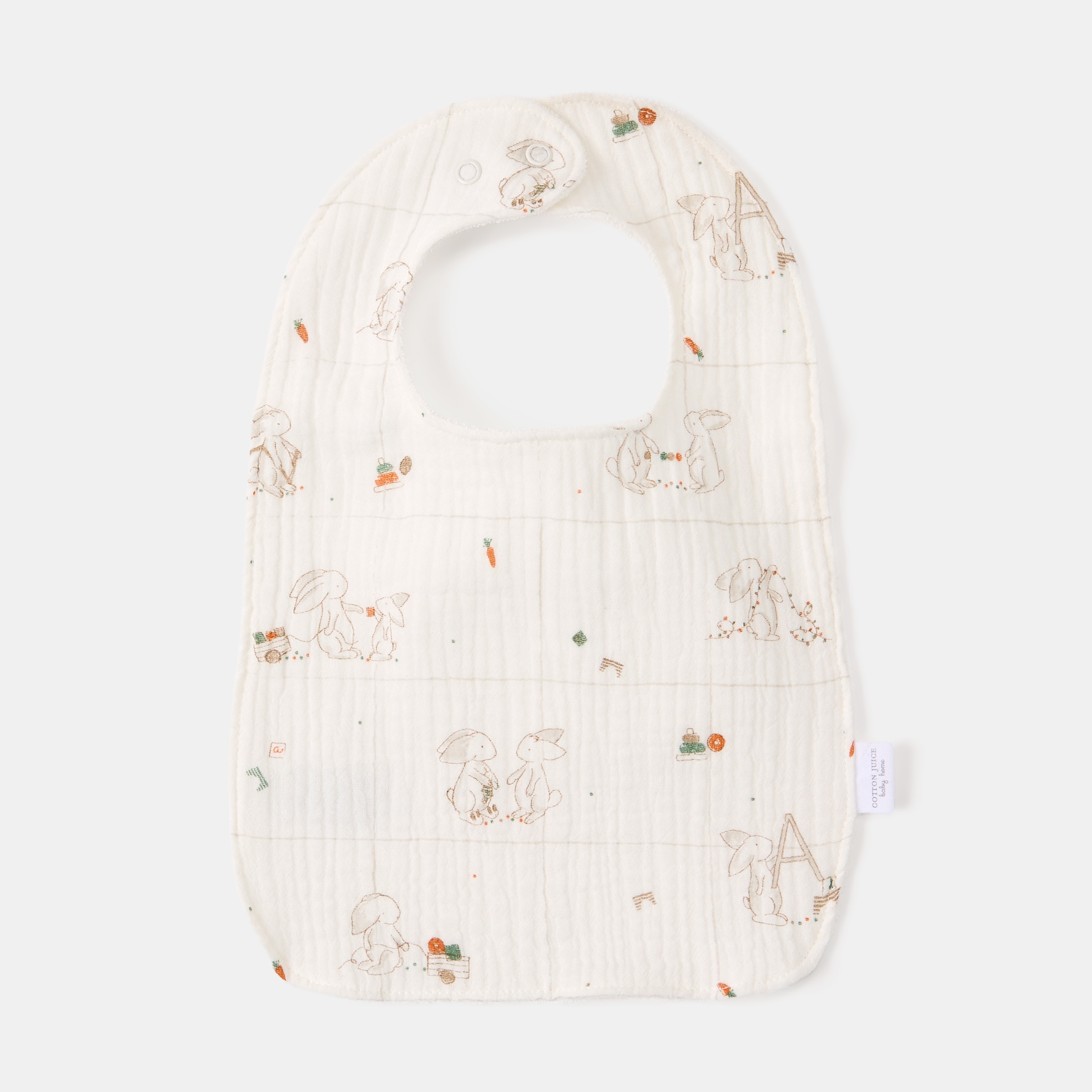 Imagem 0 de Babetes Cotton Juice Baby Home pack 2 un coleção Sésamo bordado coelhos