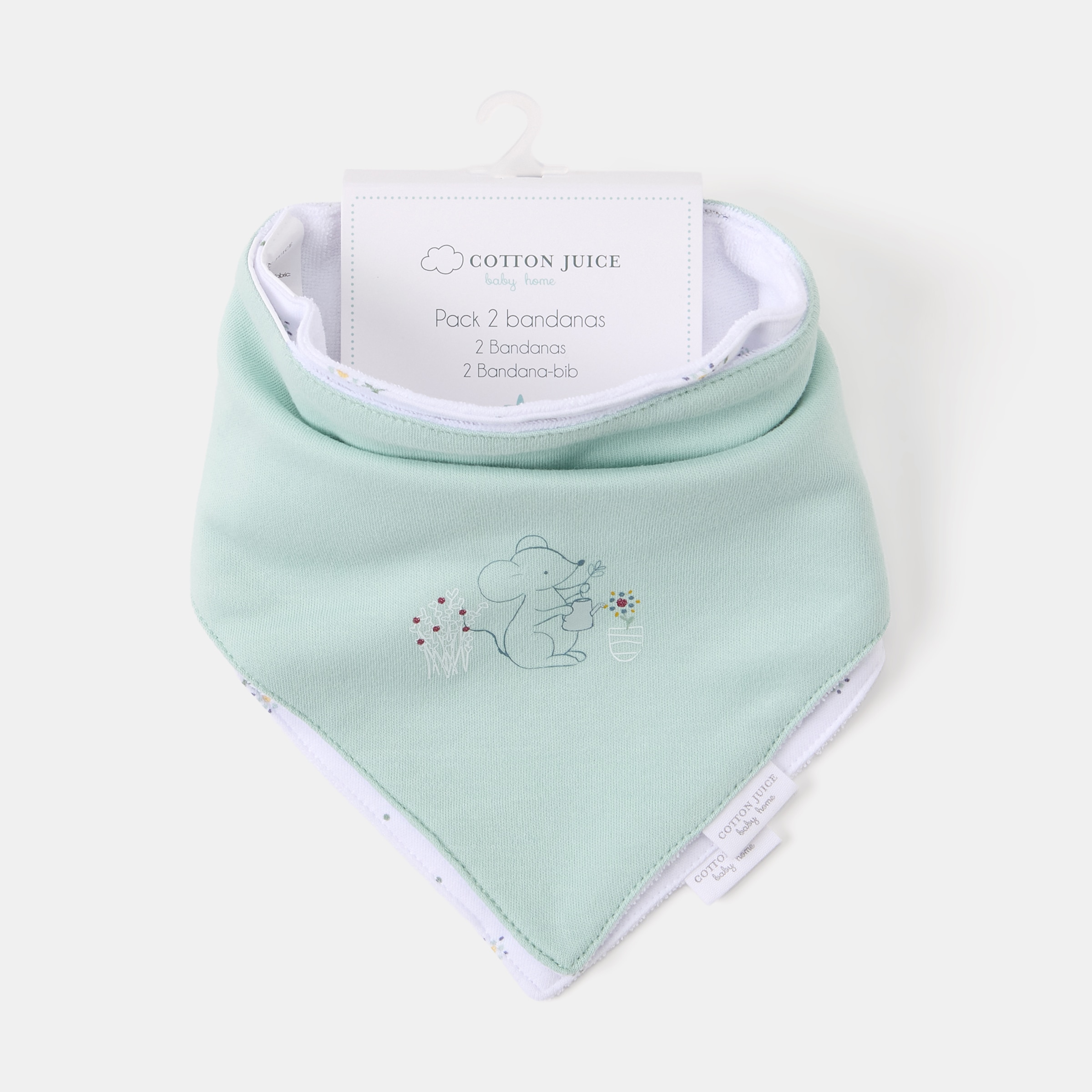 Bandanas Cotton Juice Baby Home coleção Sésamo com ratinhos jardineiros Verde Mint-3