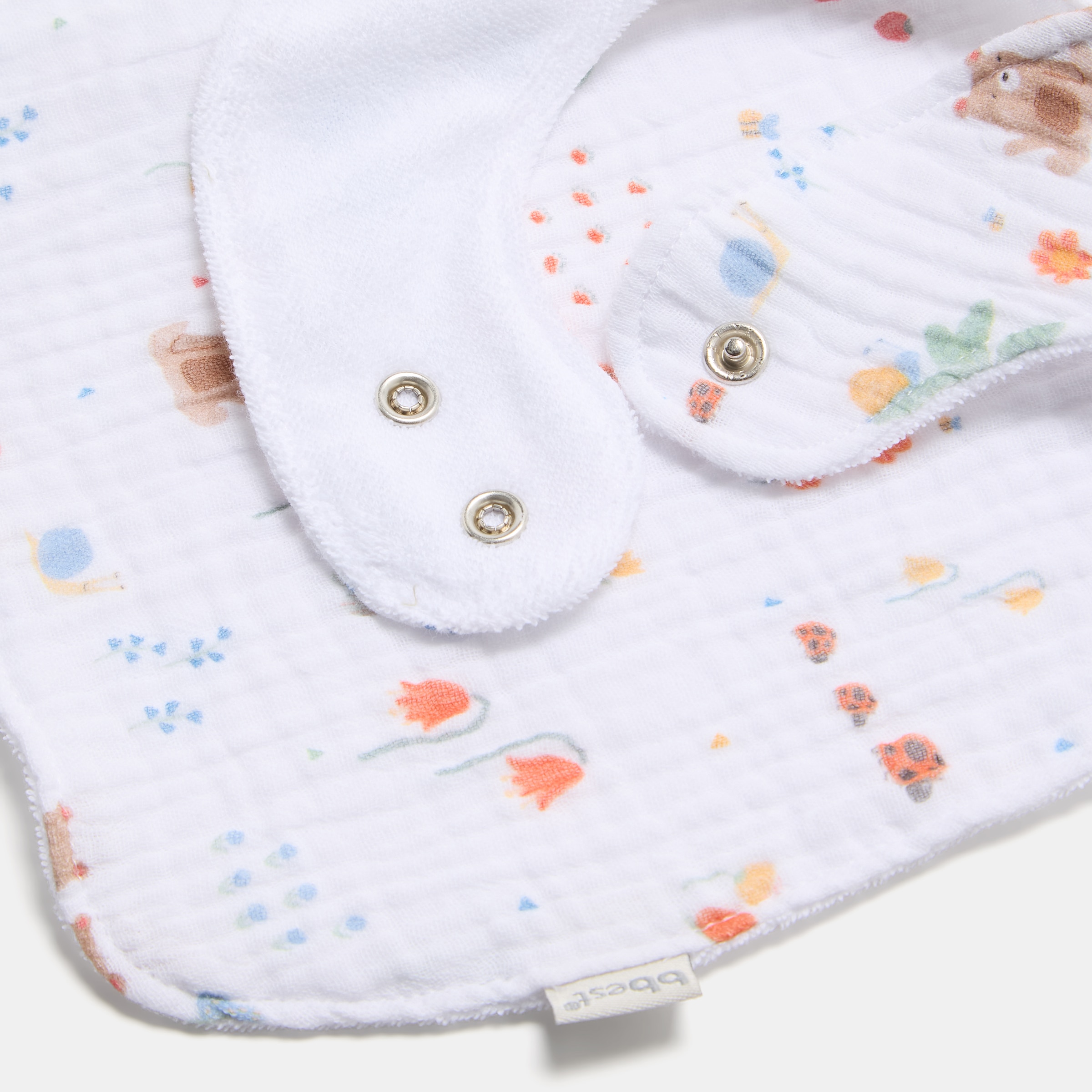 Babete Coleção Little Bugs, Musselina com Estampado de Bichinhos e Flores Multicolor-2