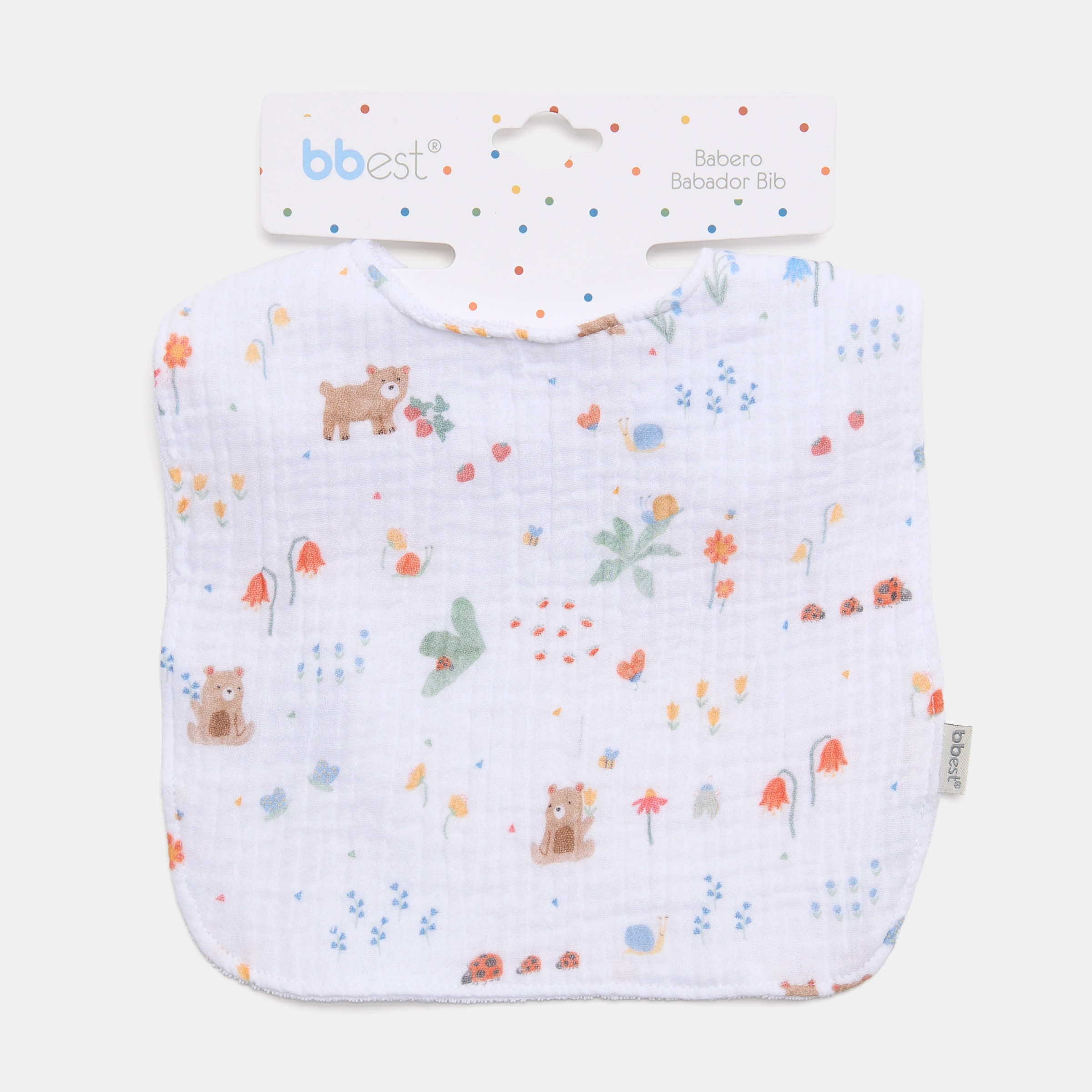 Babete Coleção Little Bugs, Musselina com Estampado de Bichinhos e Flores Multicolor-3