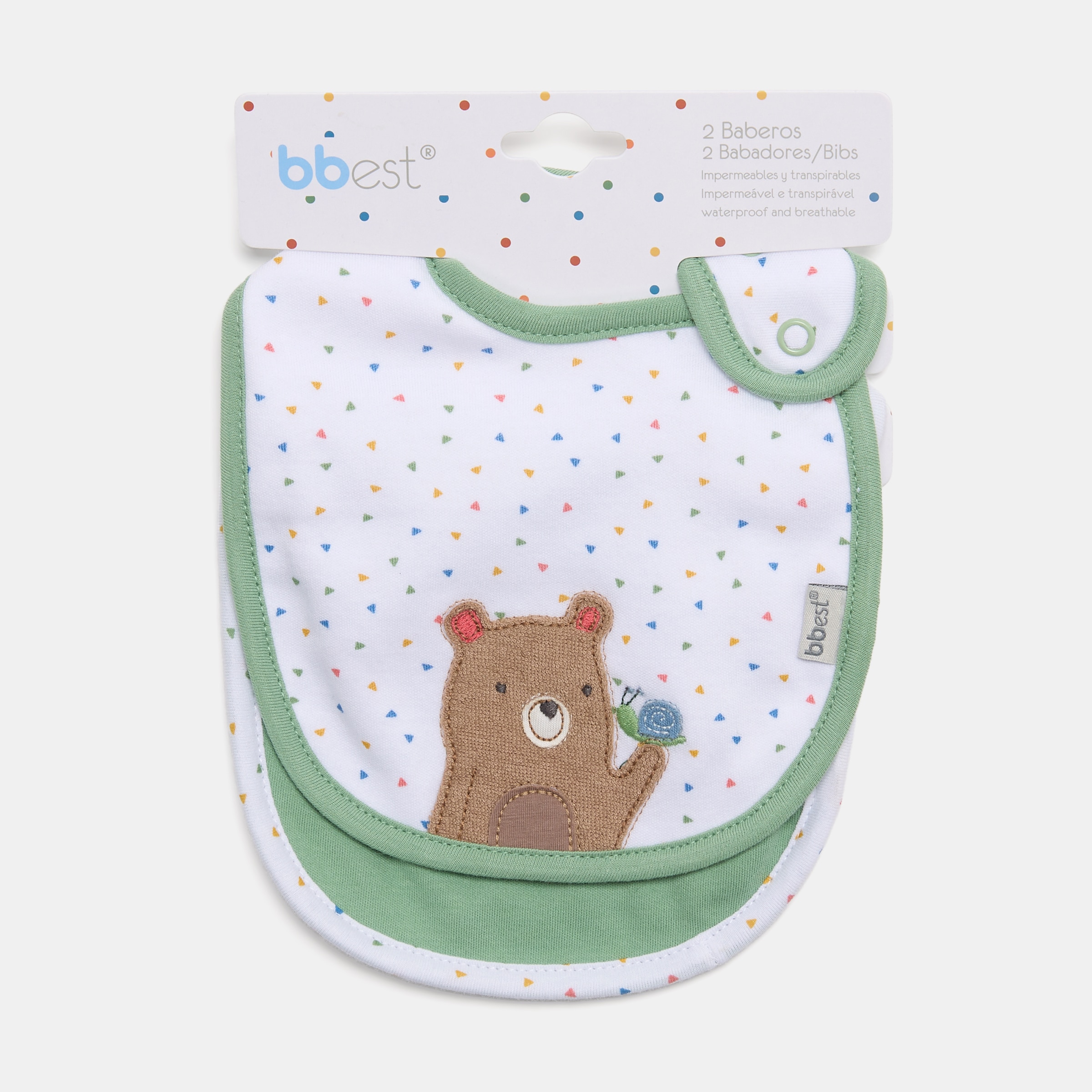 Baberos Bbest pack 2 colección Little Bugs oso Verde primavera Verde primavera-3