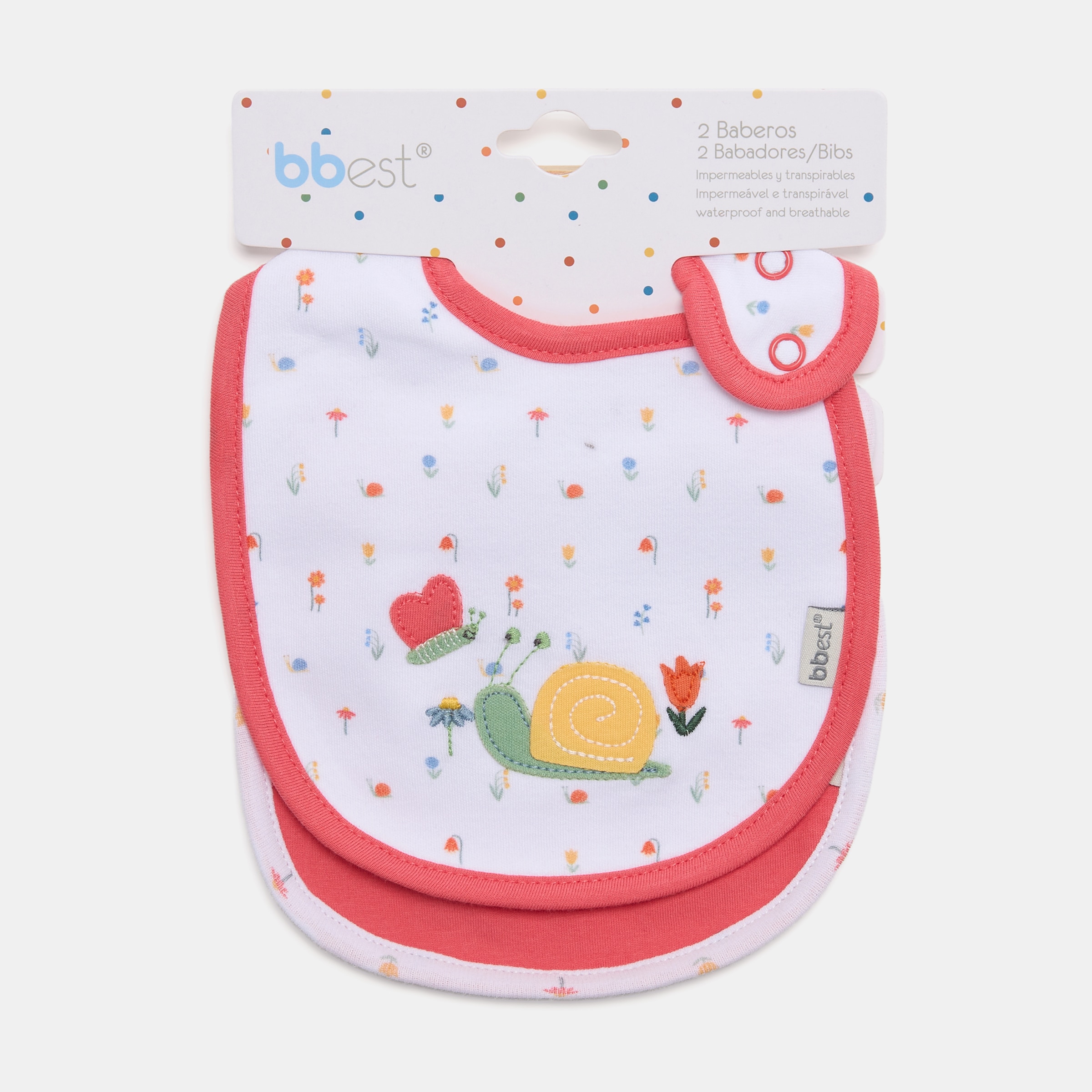 Pack de 2 Babetes Coleção Little Bugs Caracol Rosa-3