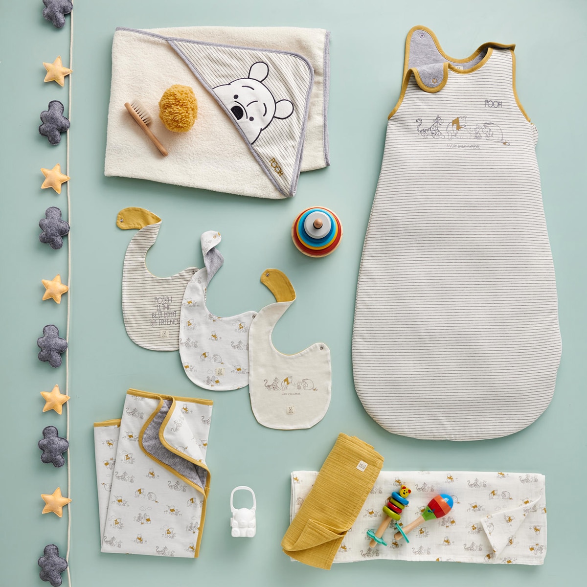 Capa de Banho Winnie the Pooh Bordada Amarelo / Cinzento-4
