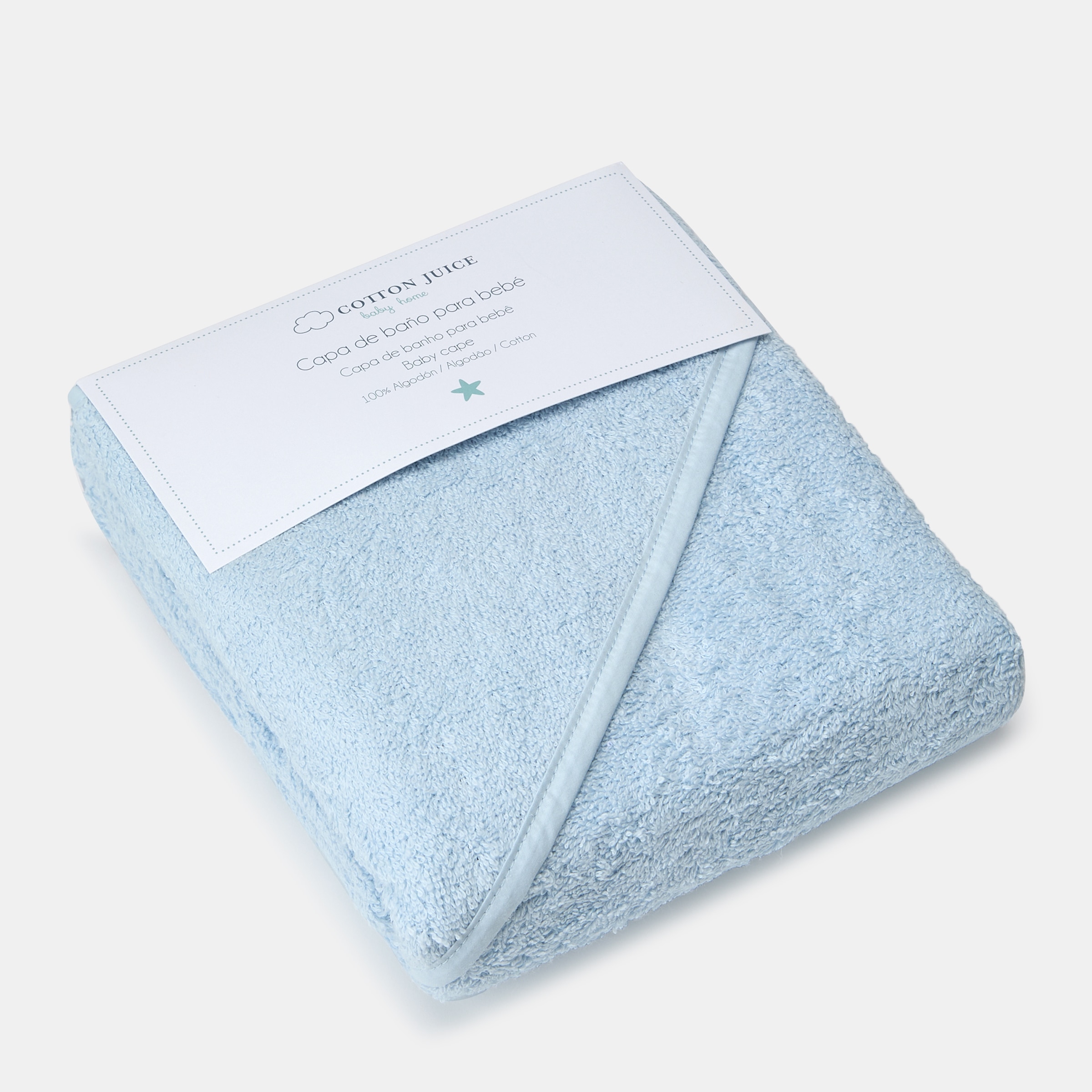 Imagen 4 de Capa baño Cotton Juice Baby Home básica lisa - Azul celeste Azul celeste