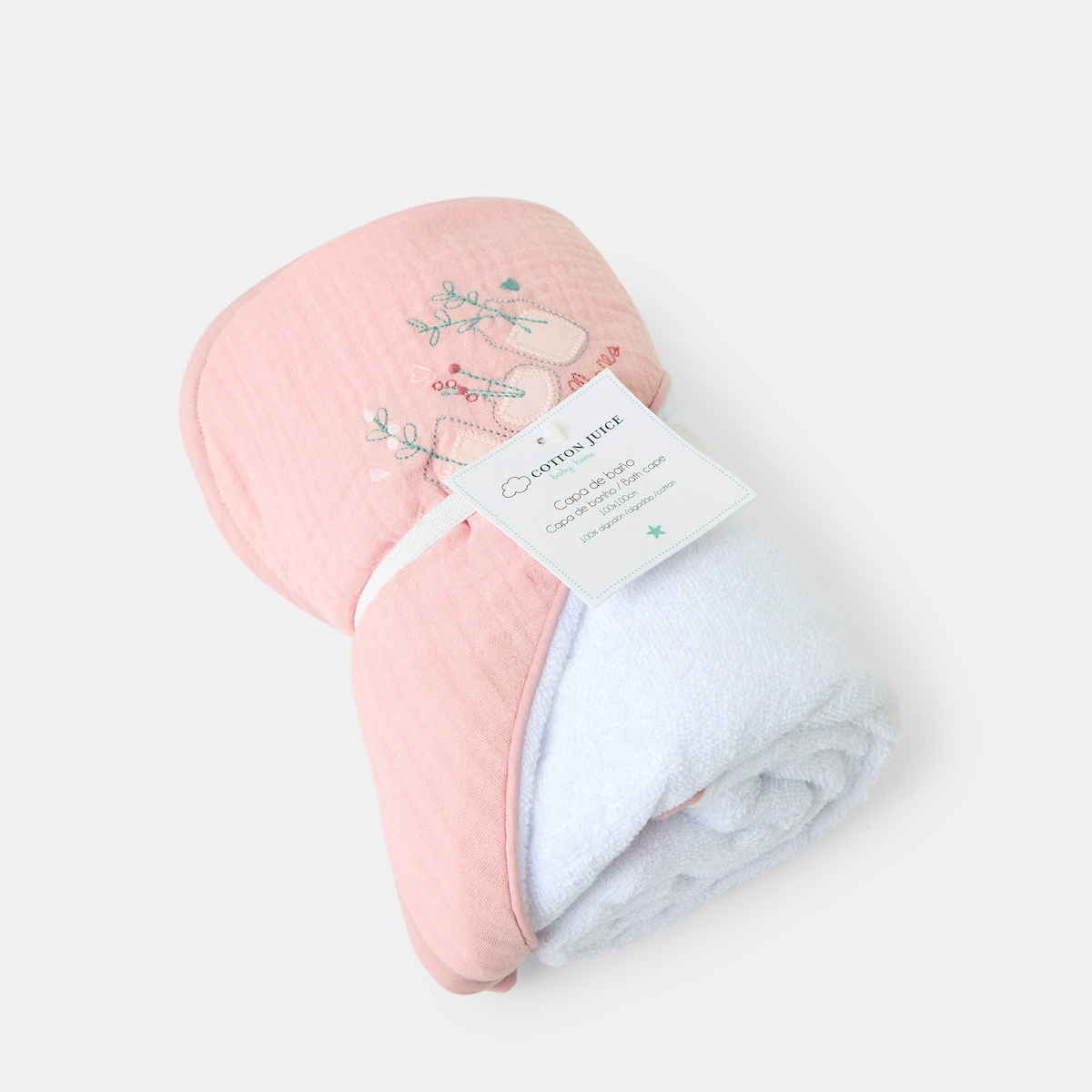 Capa de Banho Amore com Bordado Coelhinho Rosa velho-4