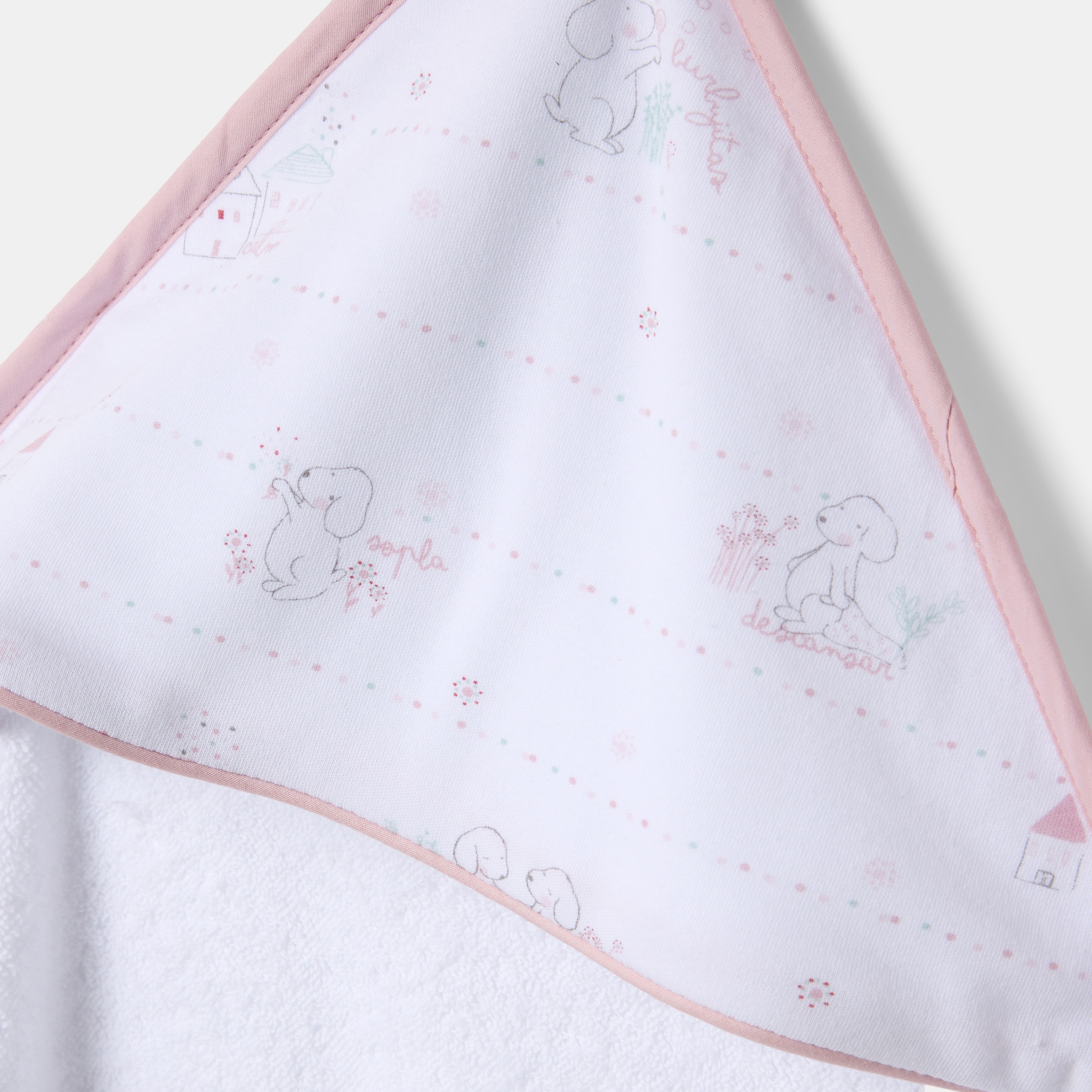 Capa de Banho Cotton Juice Baby Home Coleção Sésamo estampado cãezinhos Rosa antigo-3