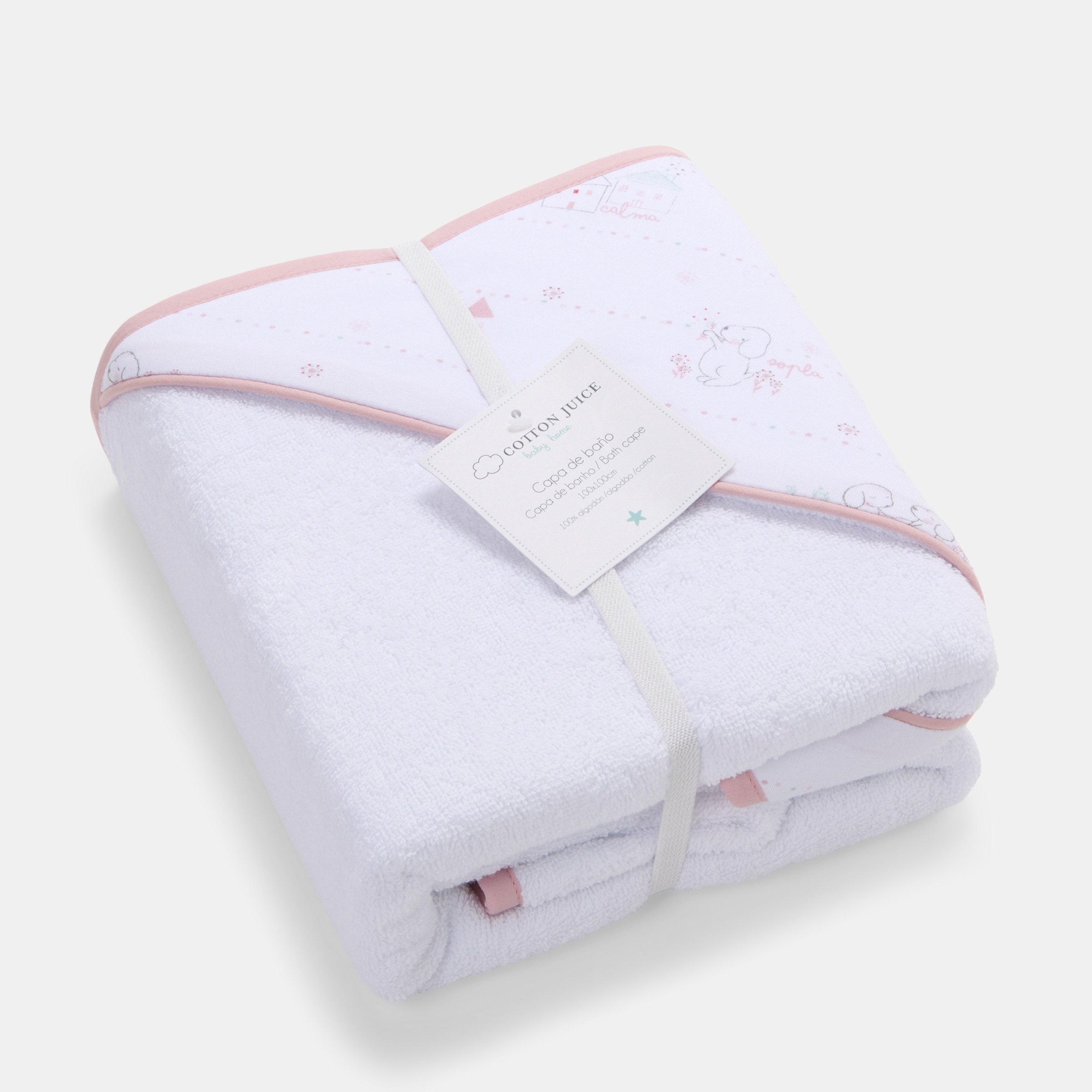 Capa de Banho Cotton Juice Baby Home Coleção Sésamo estampado cãezinhos Rosa antigo-4