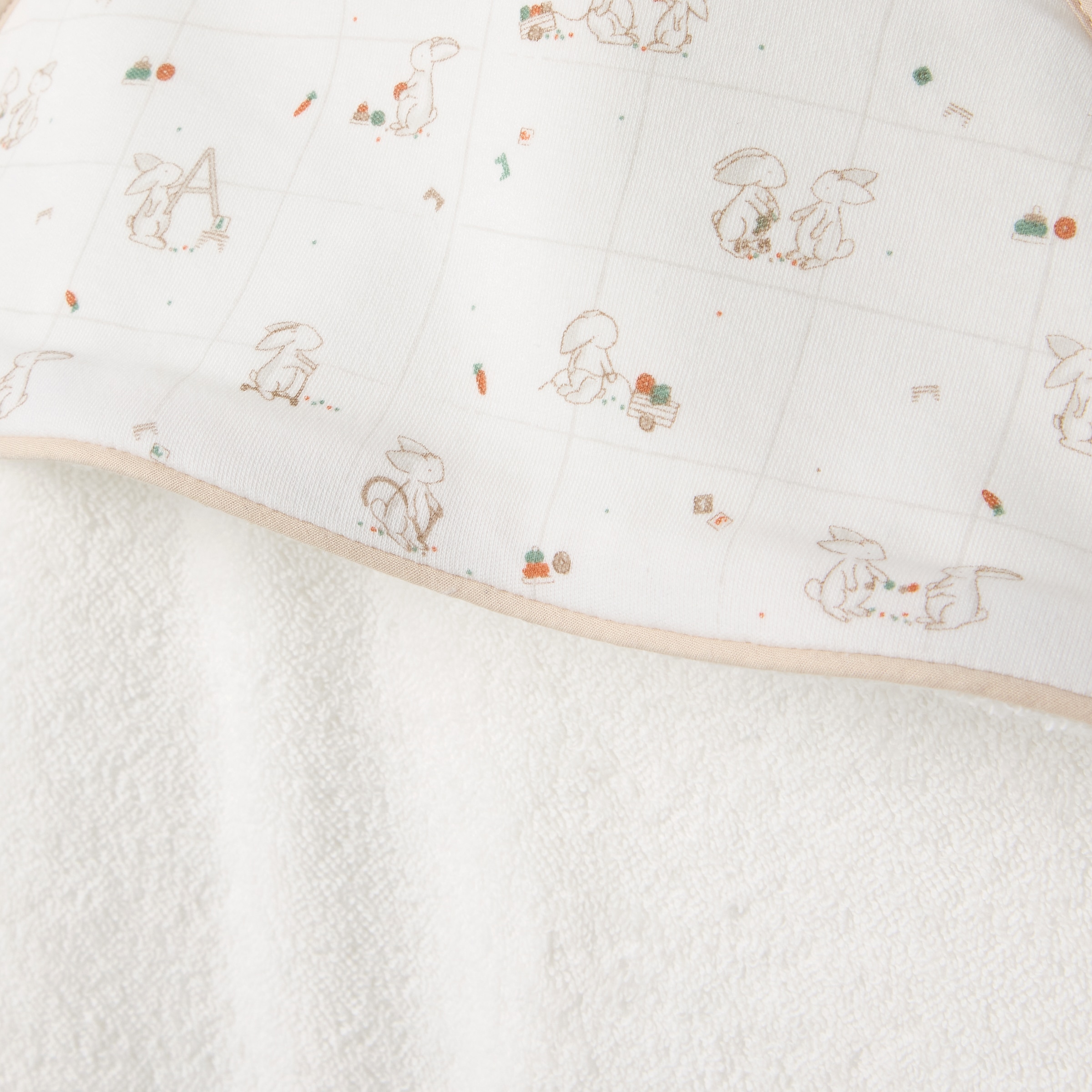 Capa de Banho Cotton Juice Baby Home Coleção Sésamo estampado coelhos Natural-3