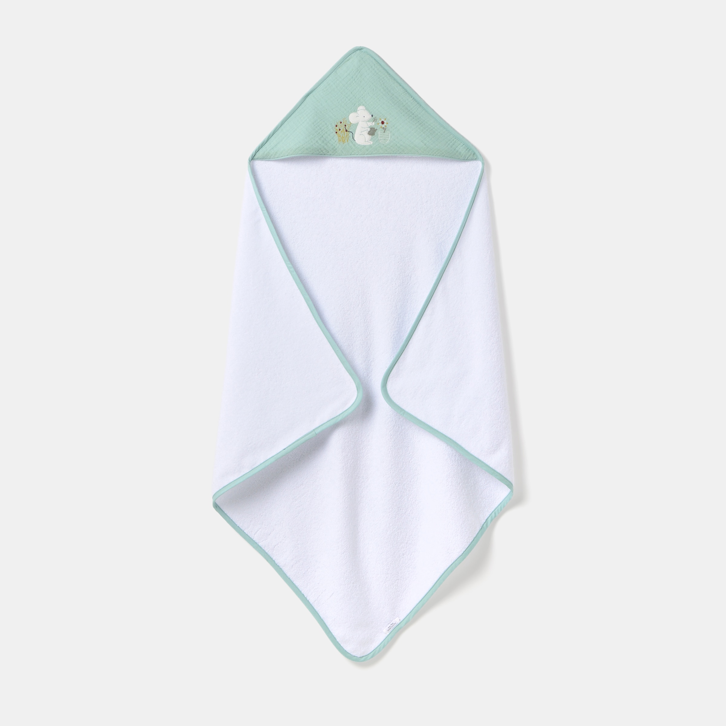 Capa de Banho Cotton Juice Baby Home Coleção Sésamo estampado ratinhos jardineiros Verde Mint-2