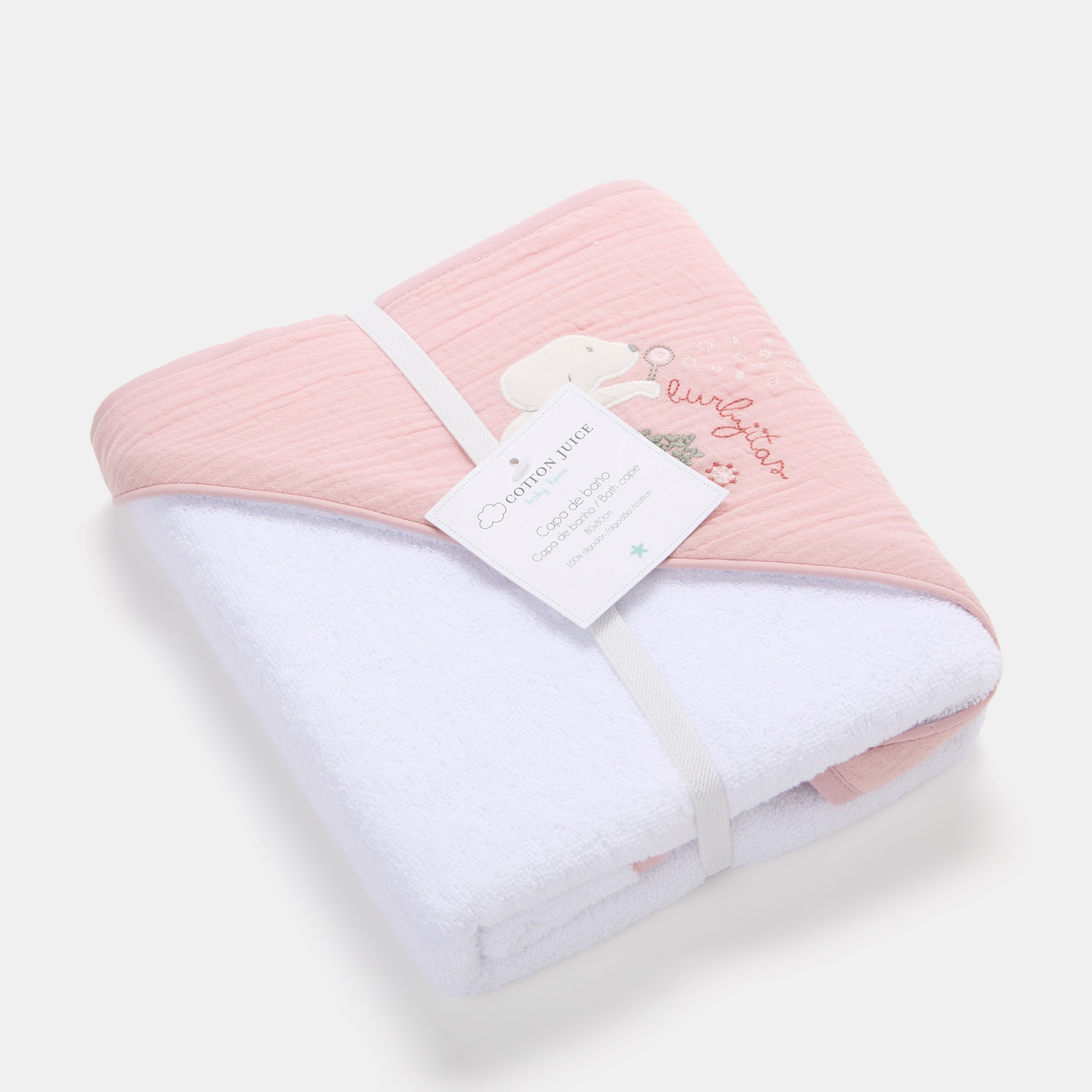 Capa de Banho Cotton Juice Baby Home Coleção Sésamo estampado cãezinhos Rosa antigo-4