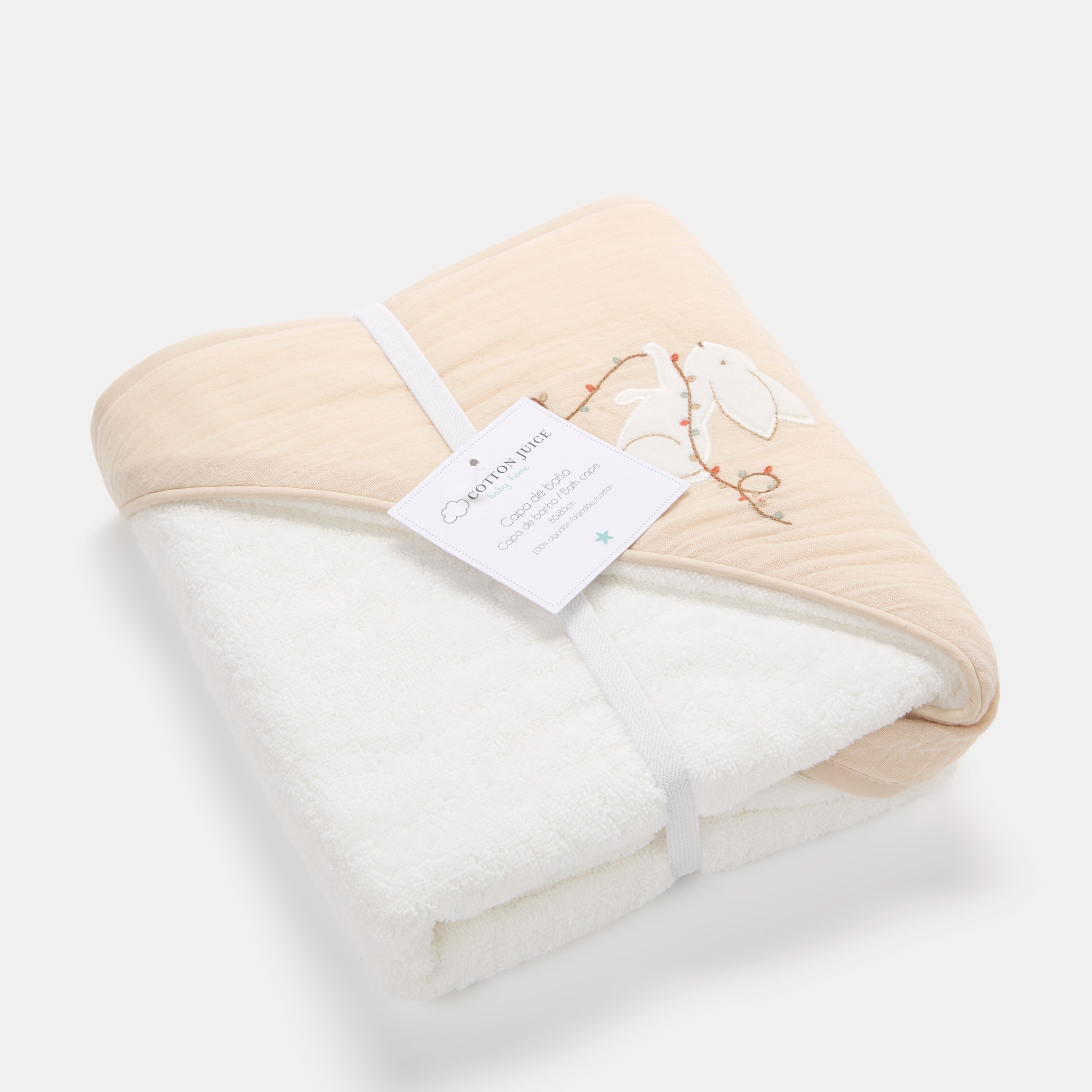 Capa de Banho Cotton Juice Baby Home Coleção Sésamo estampado coelhos Natural-4