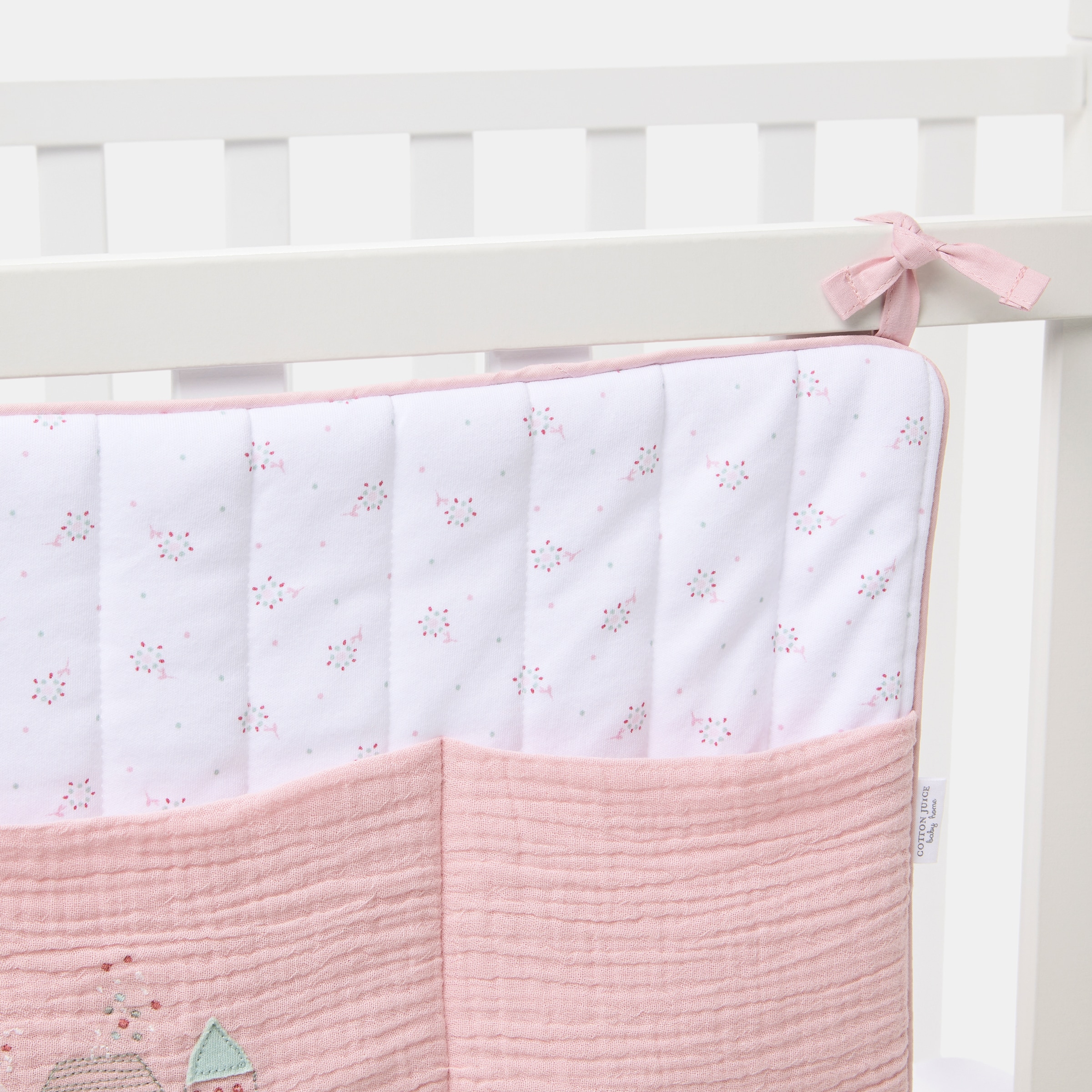 Organizador de Berço Cotton Juice Baby Home Coleção Sésamo bordado cãezinhos Rosa antigo-2