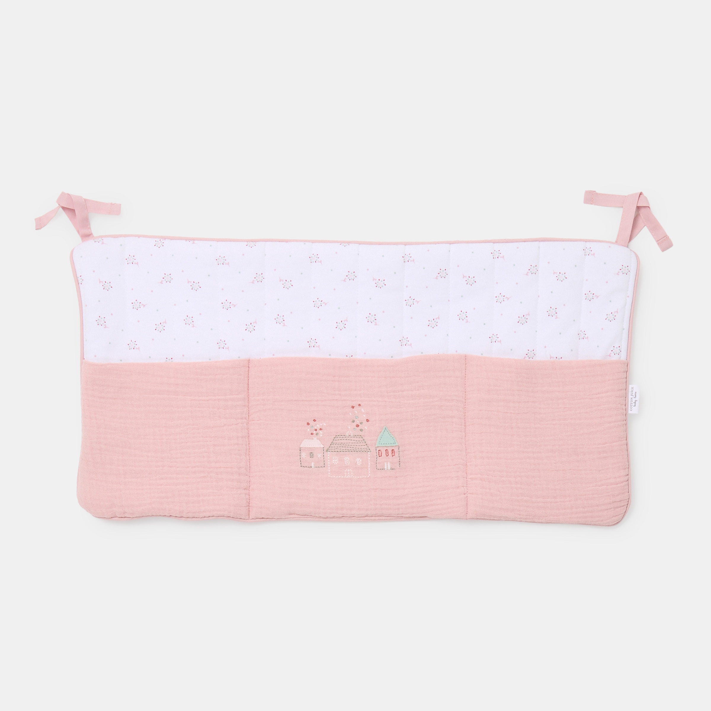 Organizador de Berço Cotton Juice Baby Home Coleção Sésamo bordado cãezinhos Rosa antigo-3