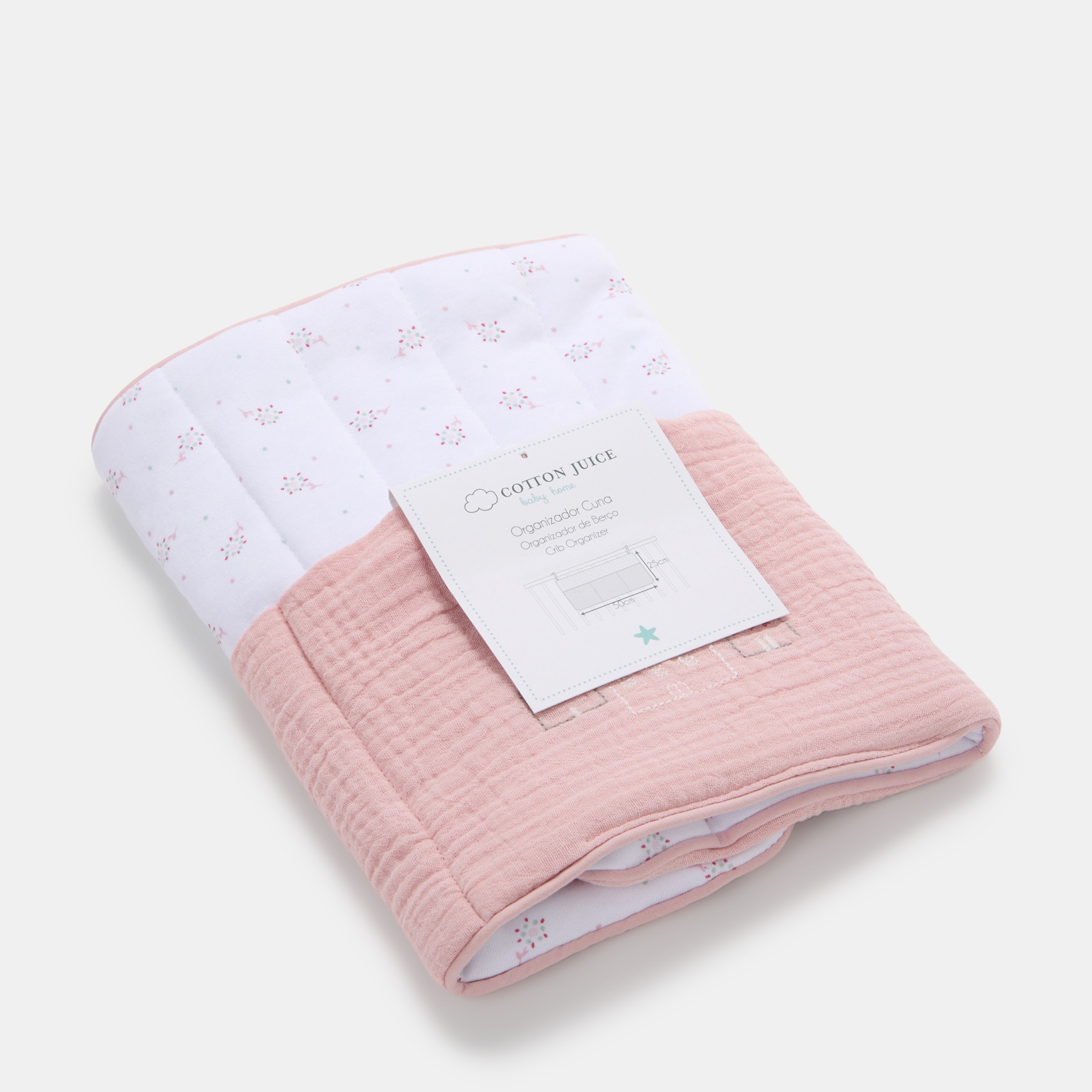 Organizador de Berço Cotton Juice Baby Home Coleção Sésamo bordado cãezinhos Rosa antigo-5