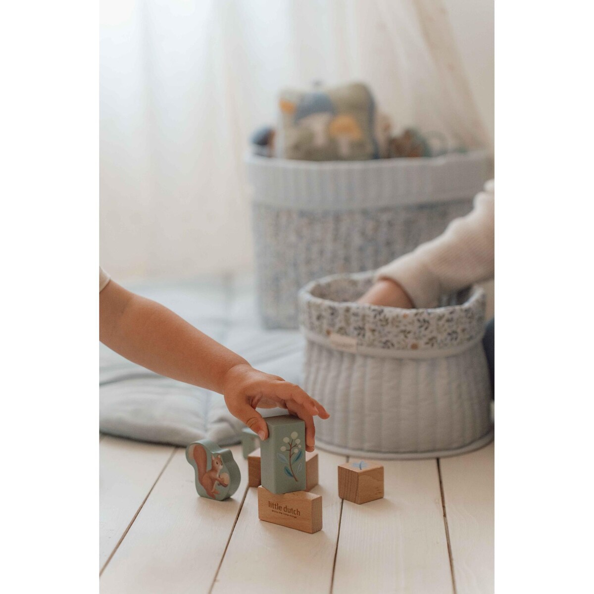 Cesta Little Dutch acolchada grande Forest Advent reversible Multicolor-4