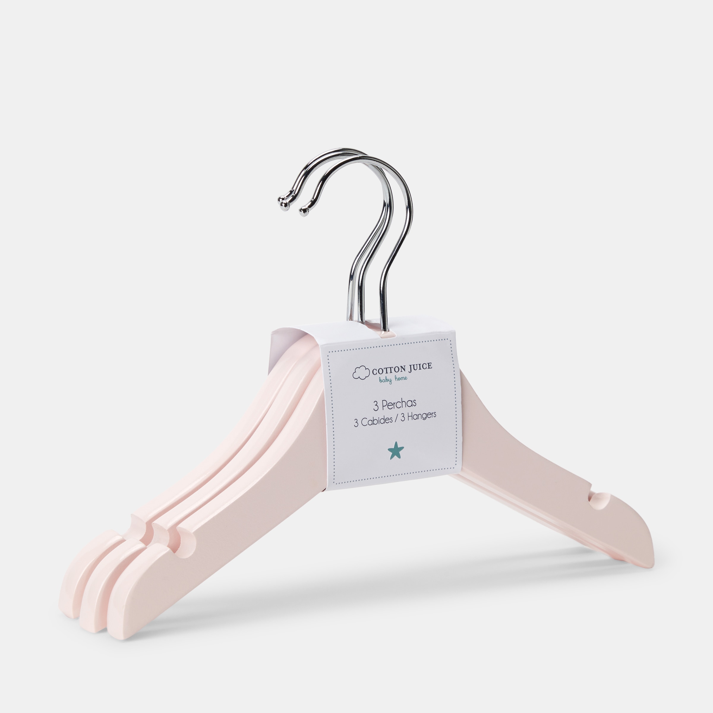 Pack de 3 Cabides de Bebé em Madeira Rosa-claro-3