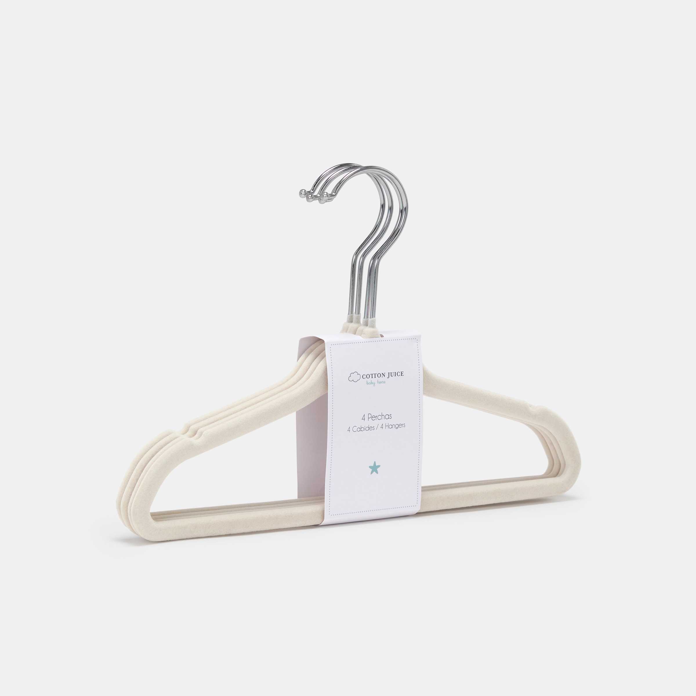 Pack de 4 Cabides de Veludo de Bebé Natural-3