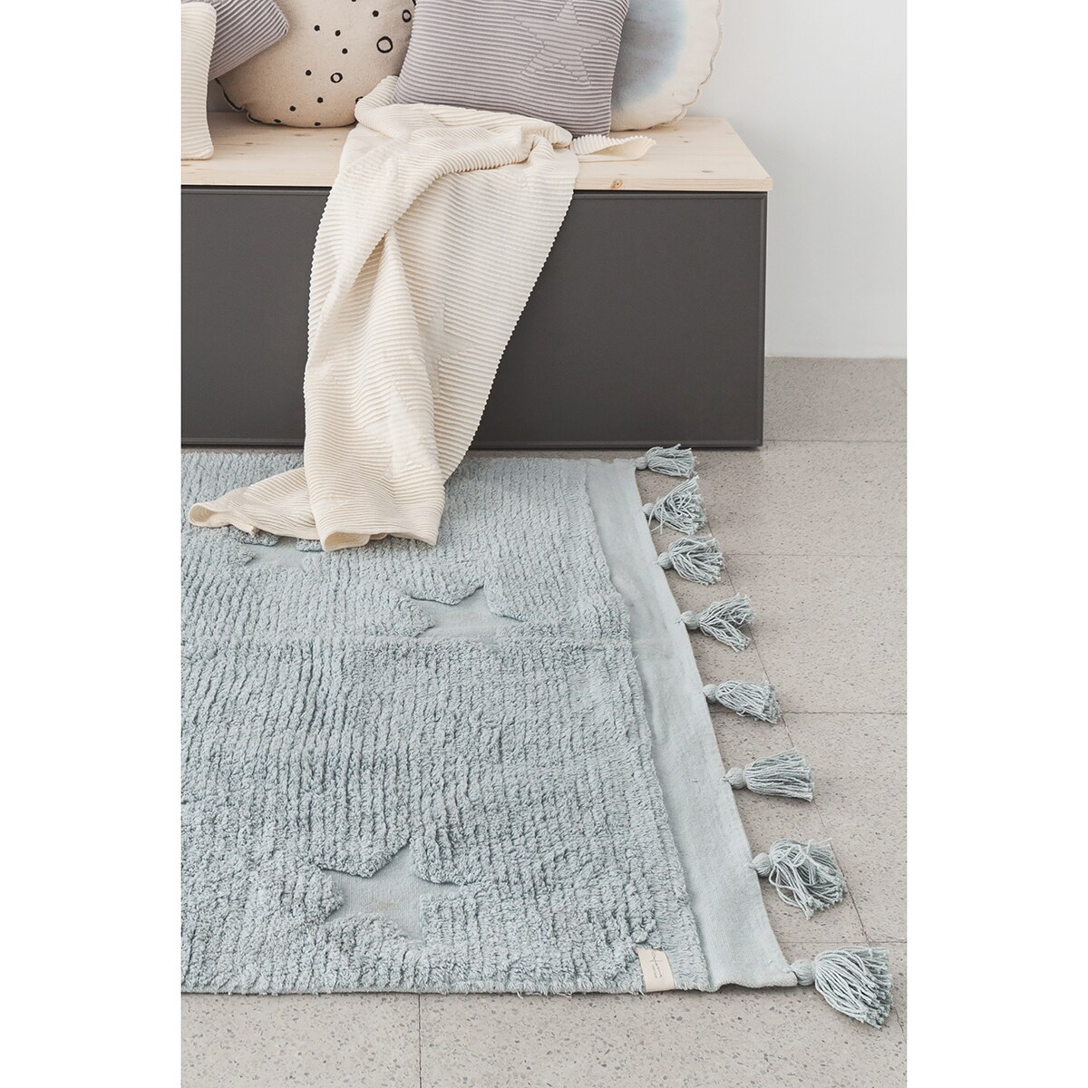 Alfombra lavable de algodón Hippy Stars Lorena Canals Celeste-2