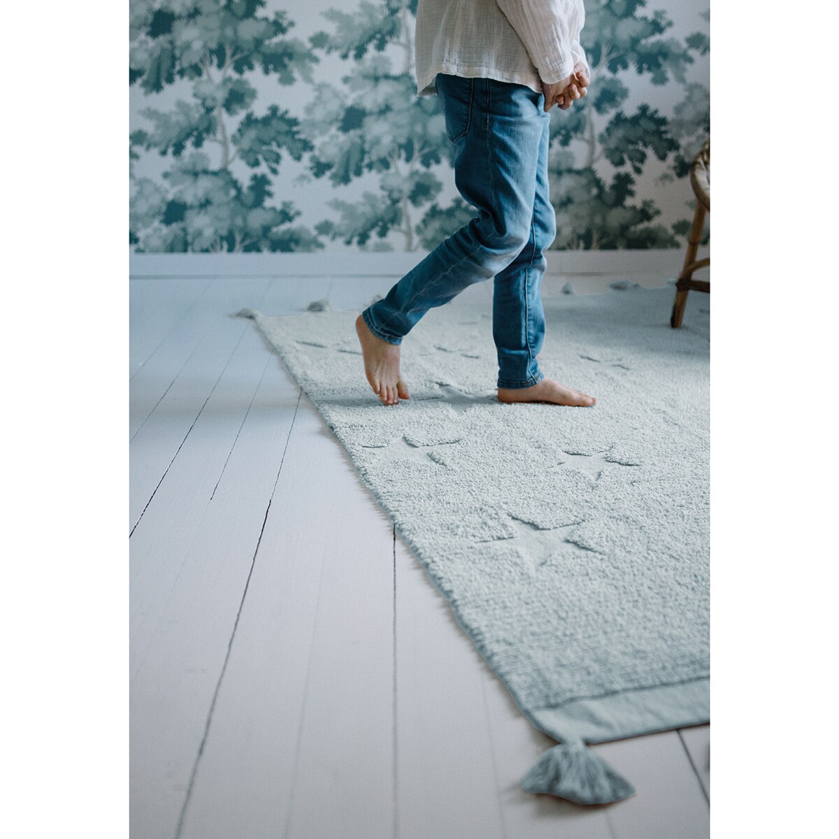 Alfombra lavable de algodón Hippy Stars Lorena Canals Celeste-3