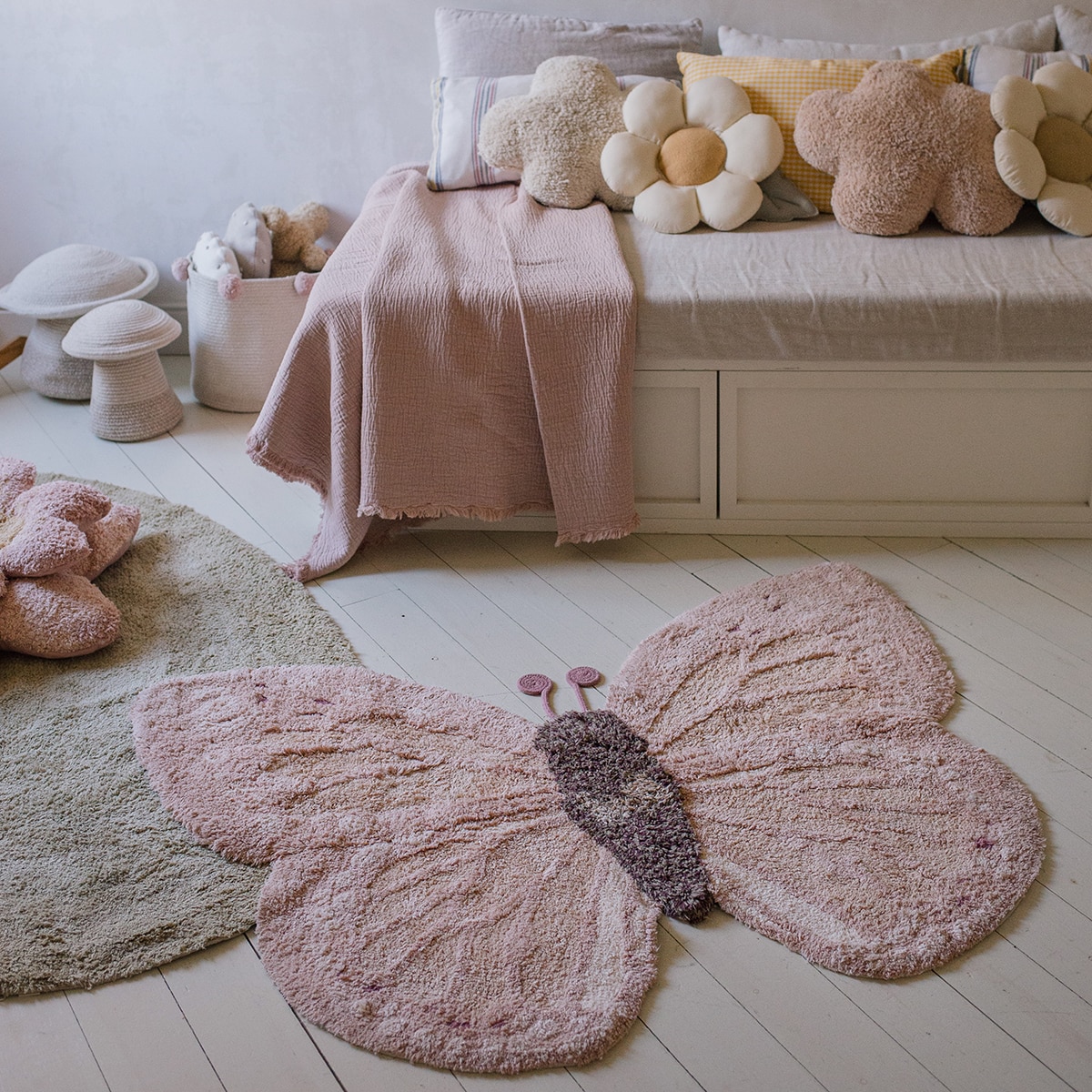 Alfombra Lorena Canals lavable de algodón Animal Rug Baby Butterfly - Rosa Rosa-2