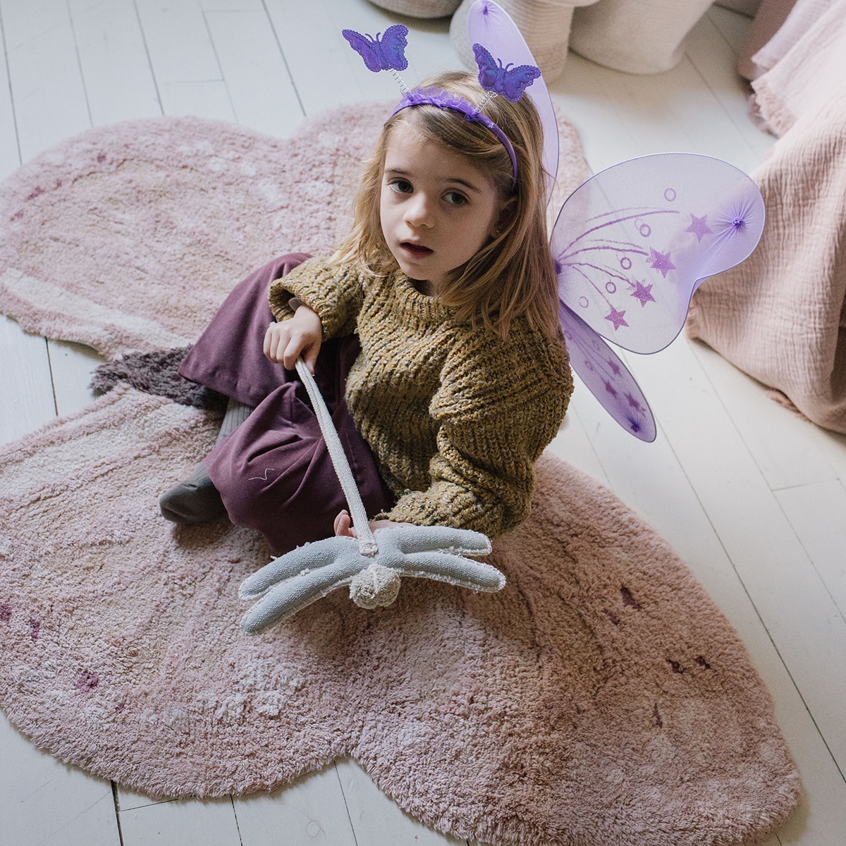 Alfombra Lorena Canals lavable de algodón Animal Rug Baby Butterfly - Rosa Rosa-4