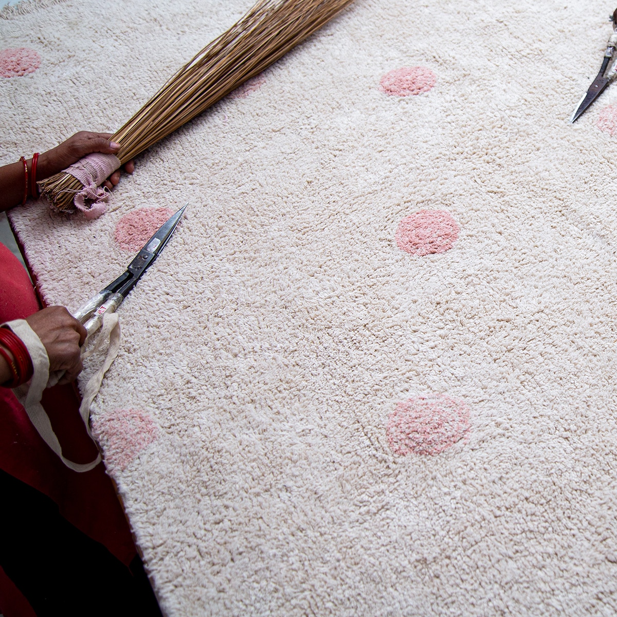 Alfombra Lorena Canals lavable de algodón Hippy Dots Rosa Rosa-3