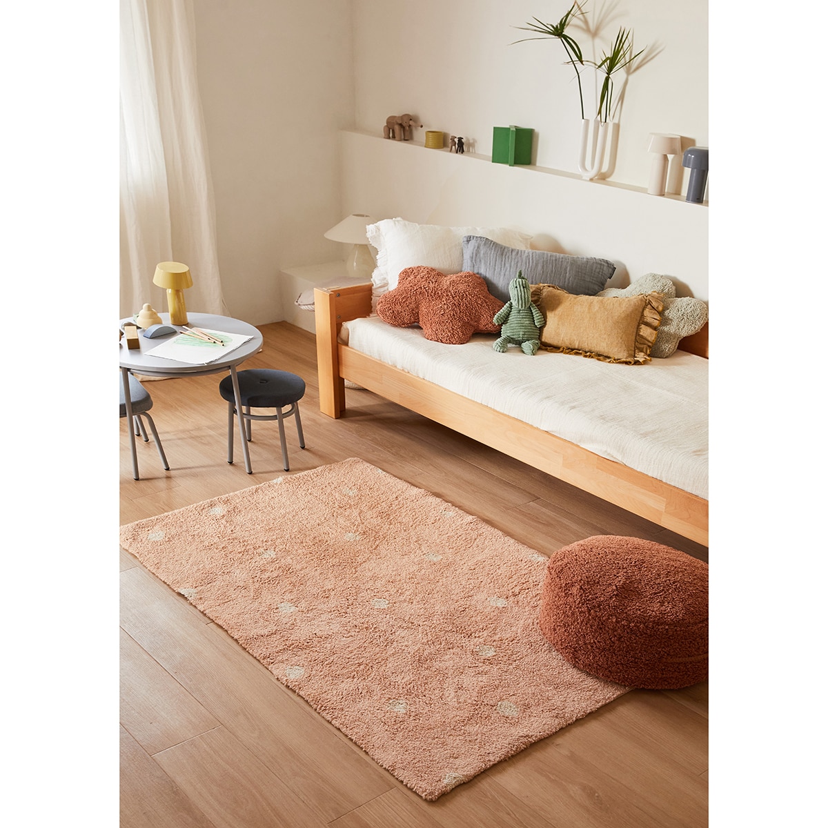 Alfombra Lorena Canals lavable de algodón Mini Dot Rosa Rosa-2