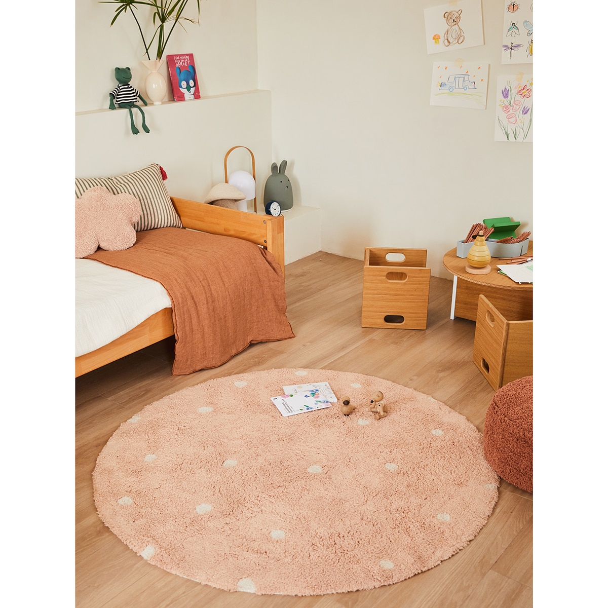 Alfombra Lorena Canals lavable de algodón Round Dot Rosa Rosa-2