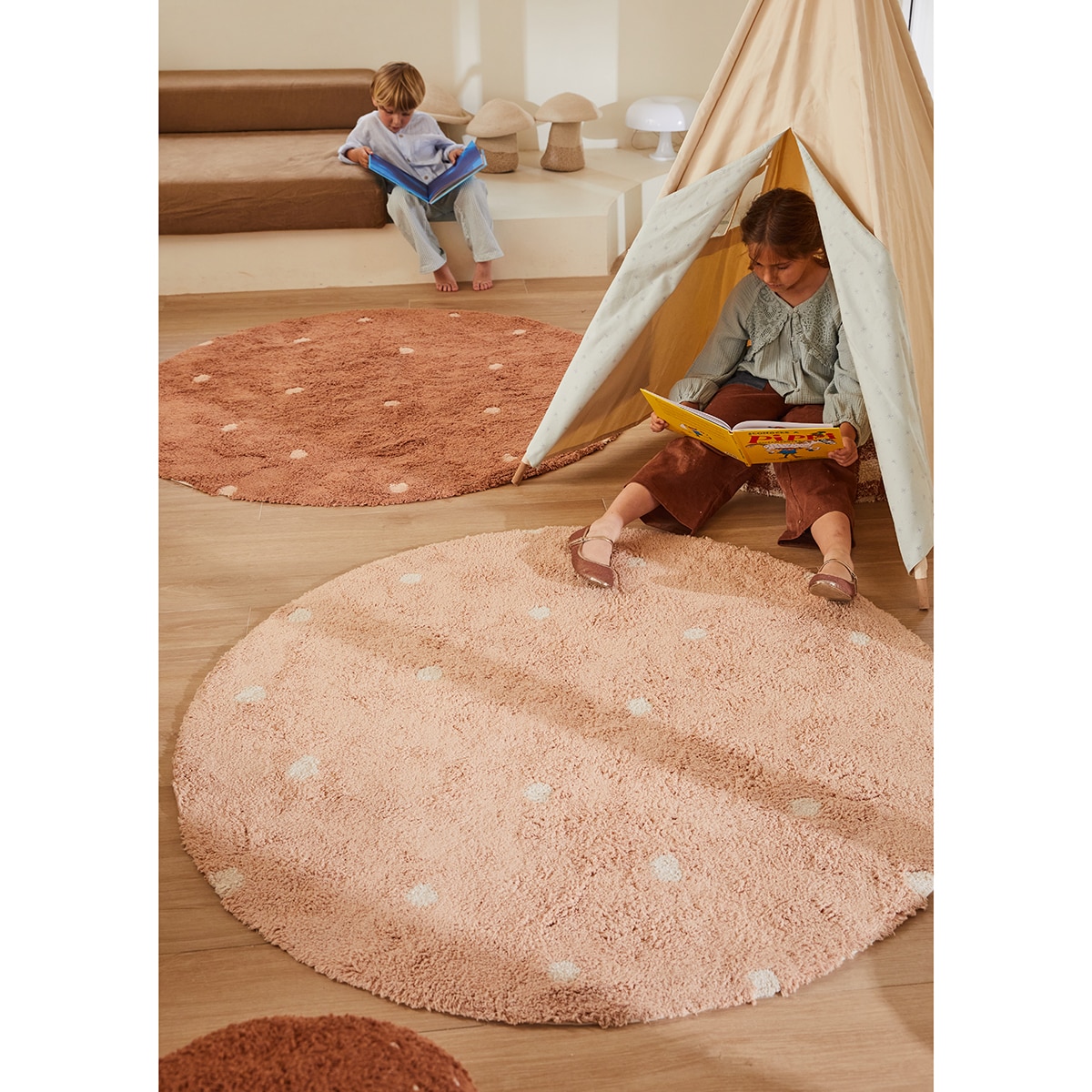 Alfombra Lorena Canals lavable de algodón Round Dot Rosa Rosa-3