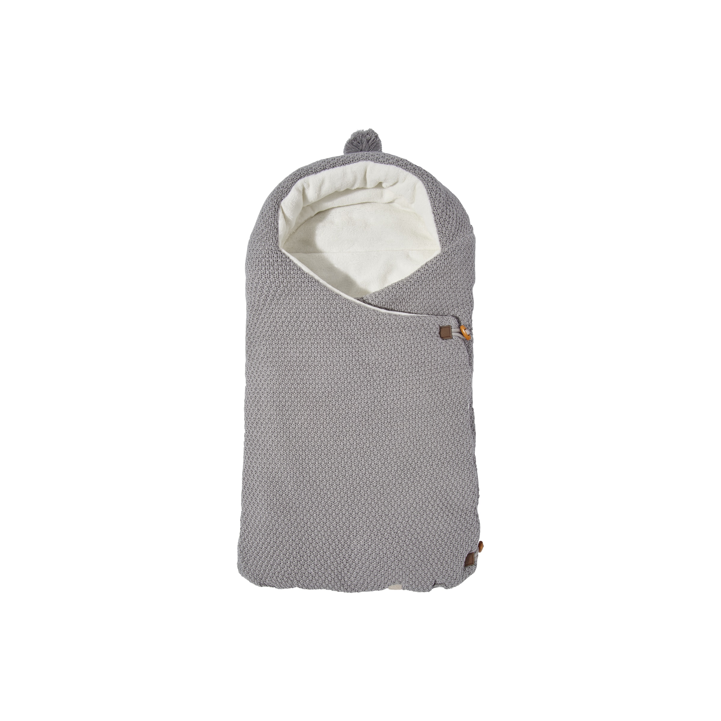 Saco de Dormir Tricot Pompom para Alcofa Cinzento-1