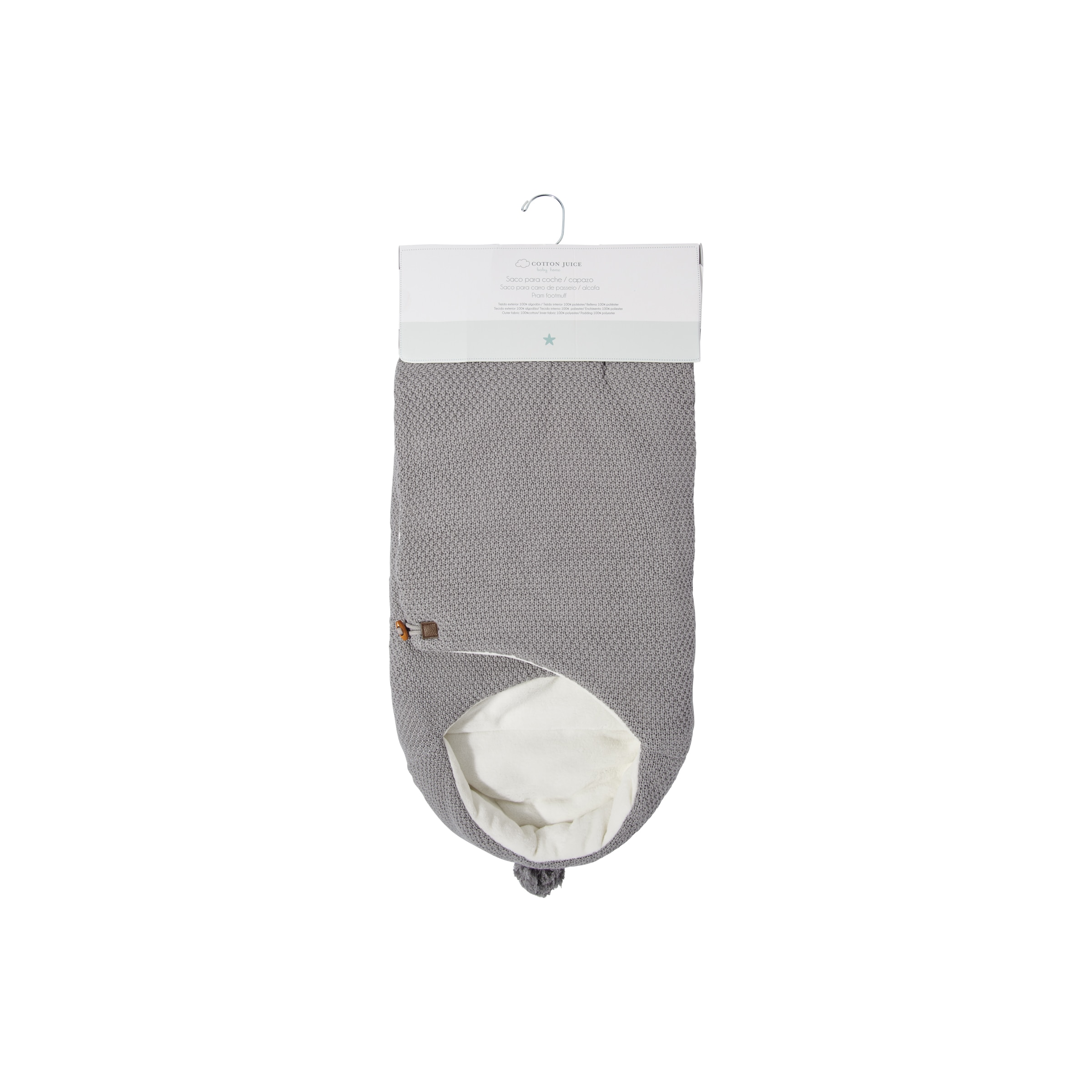 Saco de Dormir Tricot Pompom para Alcofa Cinzento-2
