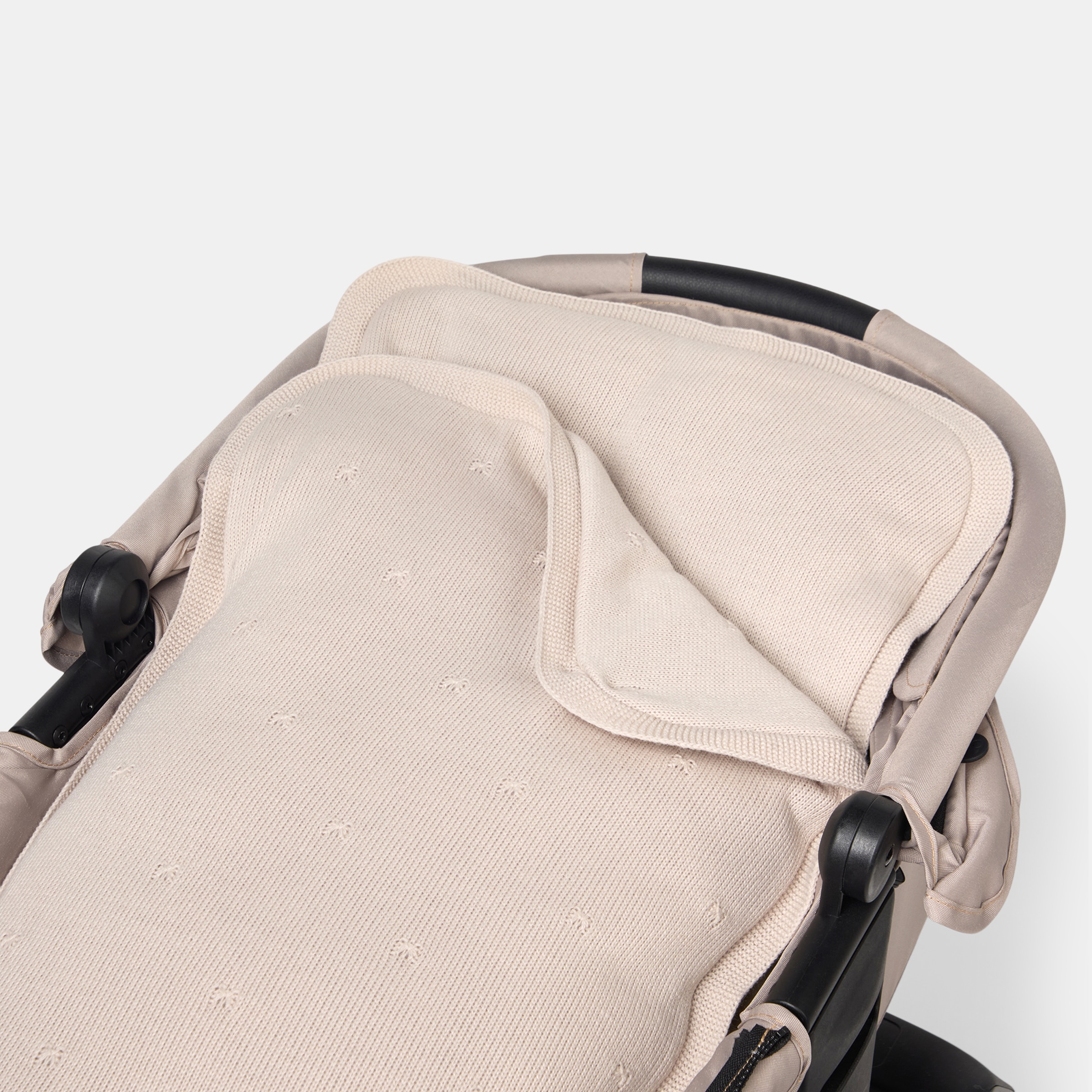 Saco de Carrinho com Dobra de Tricot Taupe-5